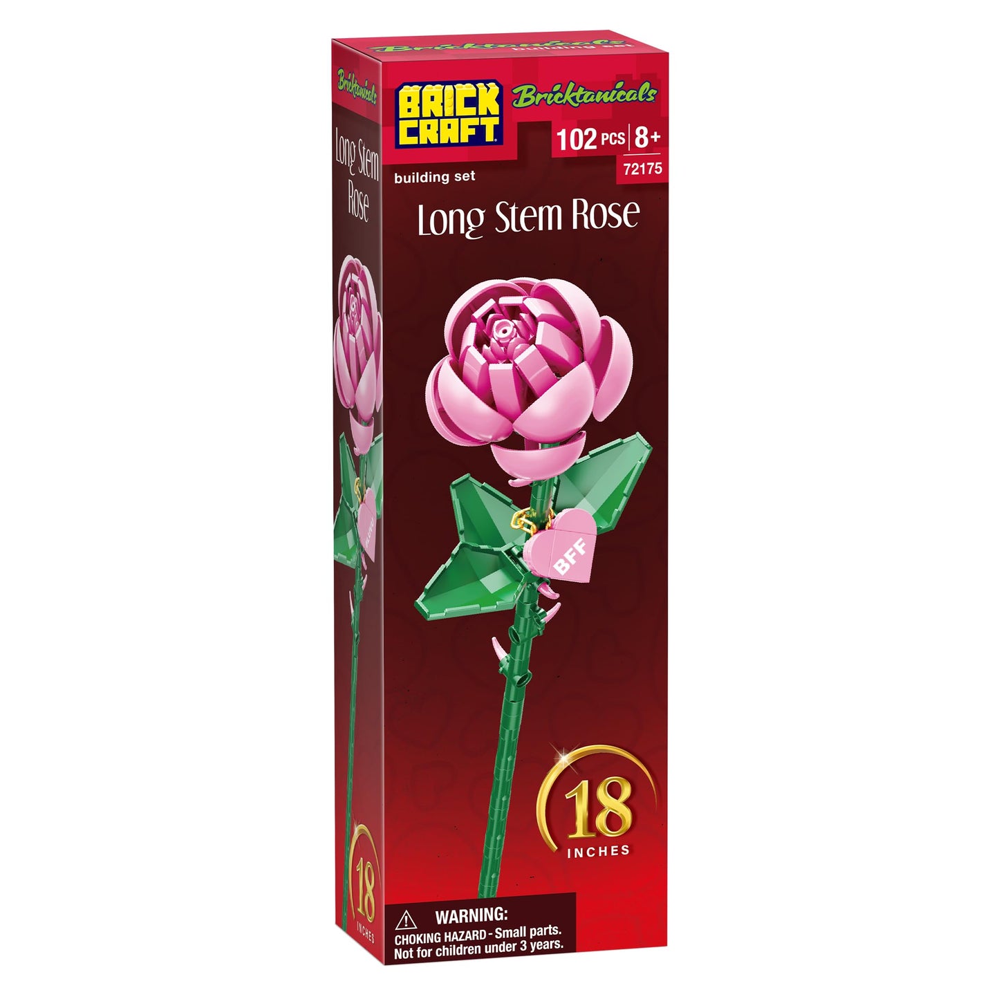 Brickcraft Bricktanicals Rose – 102-Piece Buildable 18-Inch Long Stem Rose