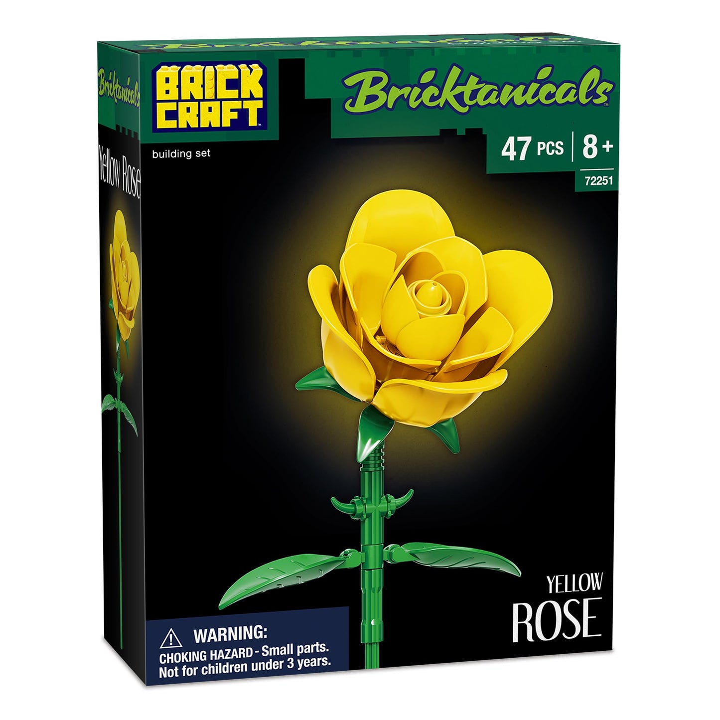 Brickcraft Bricktanicals Yellow Rose Building Set – 104-Piece Flower Stem Model