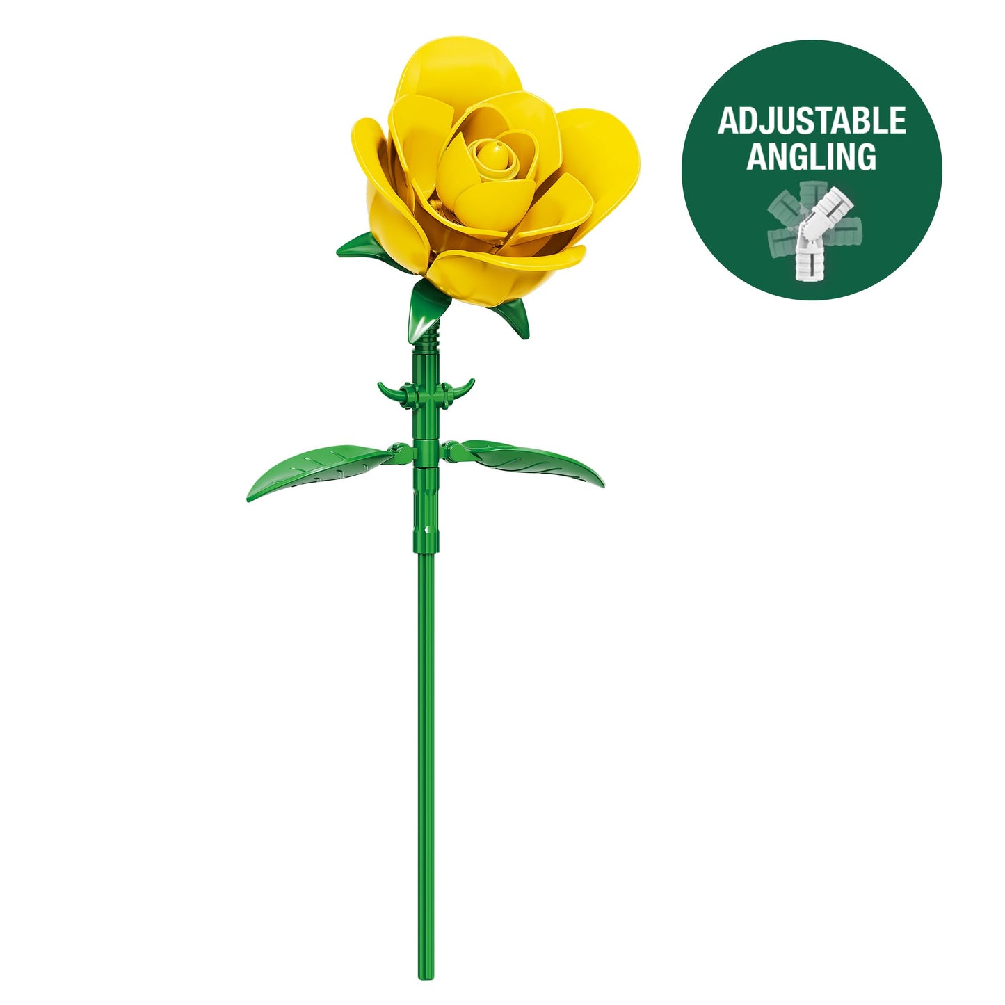 Brickcraft Bricktanicals Yellow Rose Building Set – 104-Piece Flower Stem Model