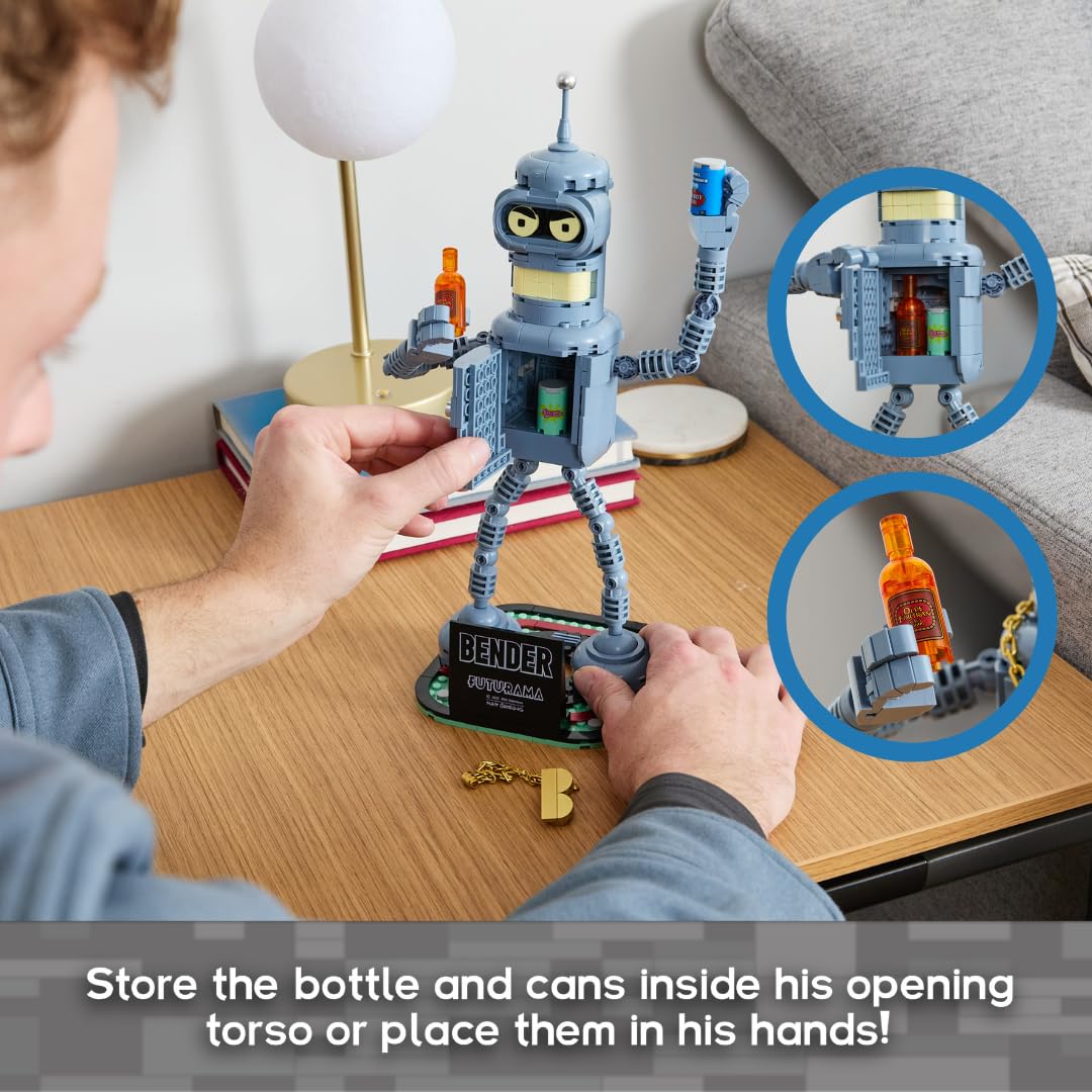 Brickcraft Futurama Bender Brick Building Kit – 396-Piece Posable Robot Figure