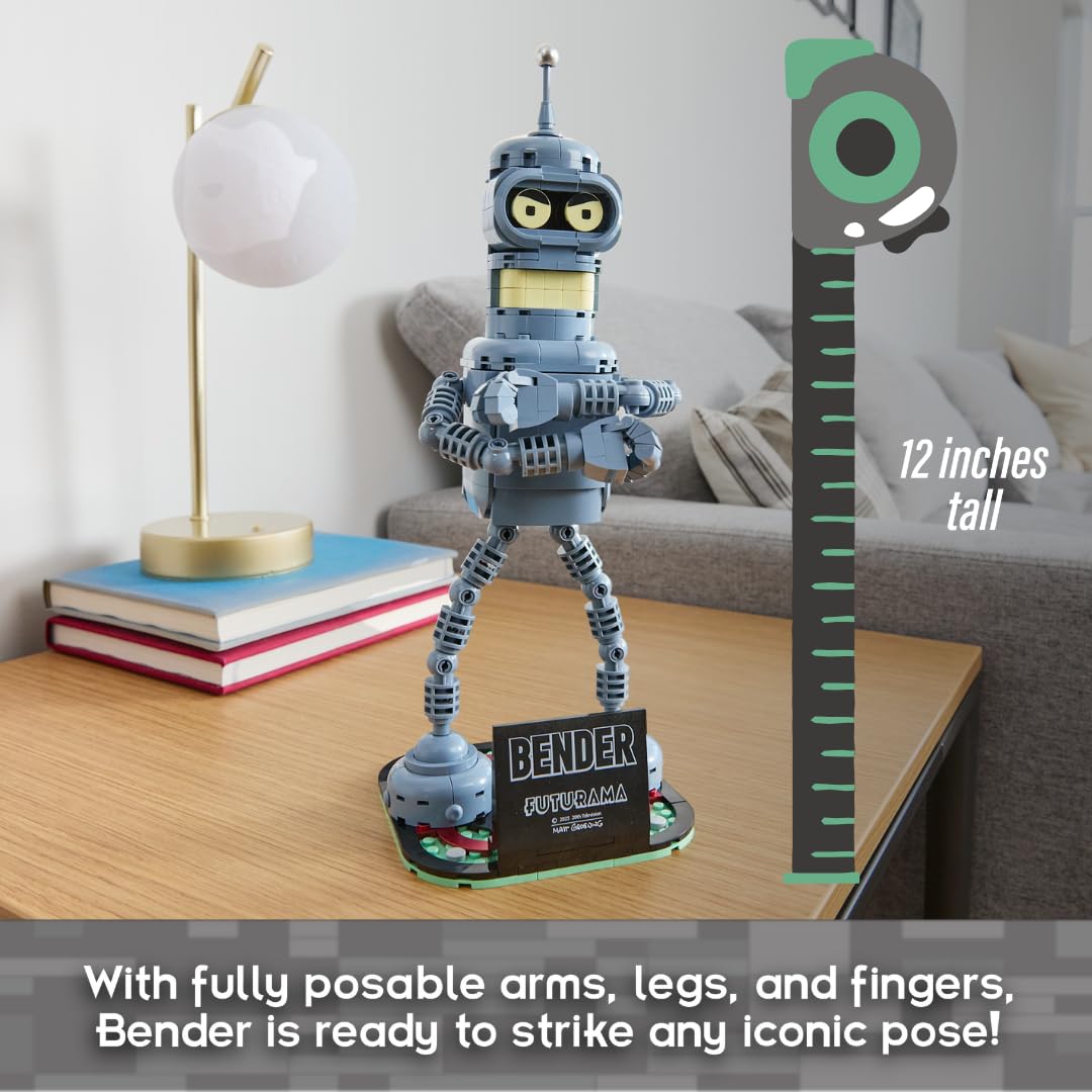 Brickcraft Futurama Bender Brick Building Kit – 396-Piece Posable Robot Figure