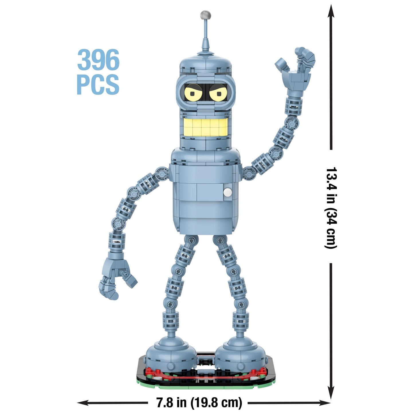 Brickcraft Futurama Bender Brick Building Kit – 396-Piece Posable Robot Figure