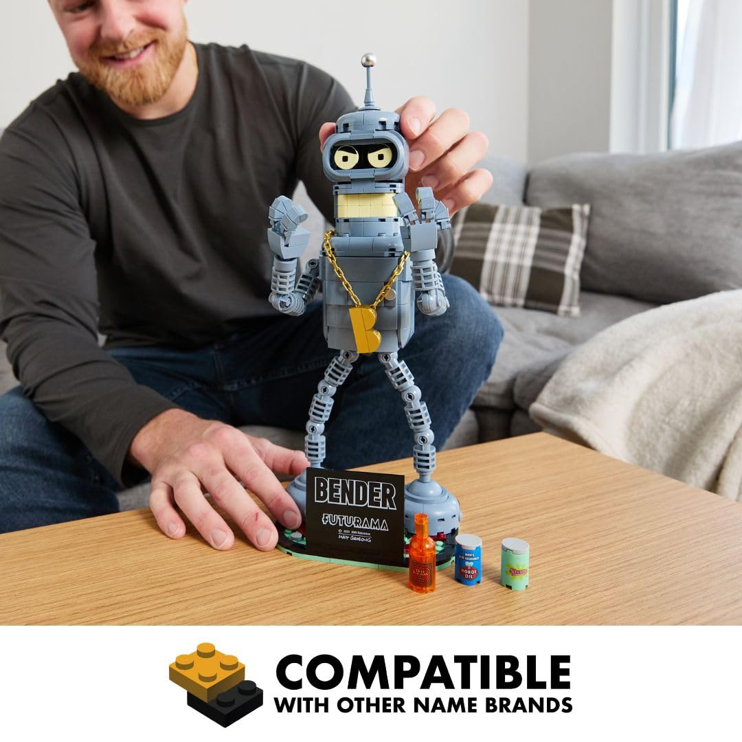 Brickcraft Futurama Bender Brick Building Kit – 396-Piece Posable Robot Figure
