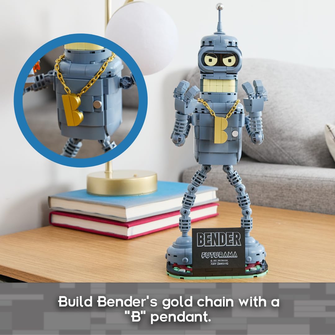 Brickcraft Futurama Bender Brick Building Kit – 396-Piece Posable Robot Figure