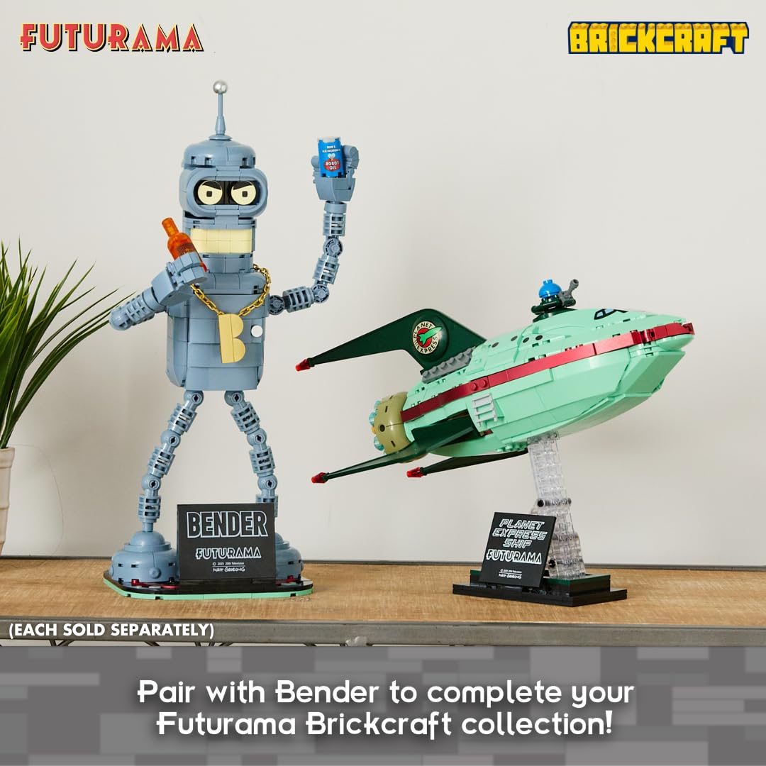 Brickcraft Futurama Planet Express Ship Building Kit — 382-Piece Display Model