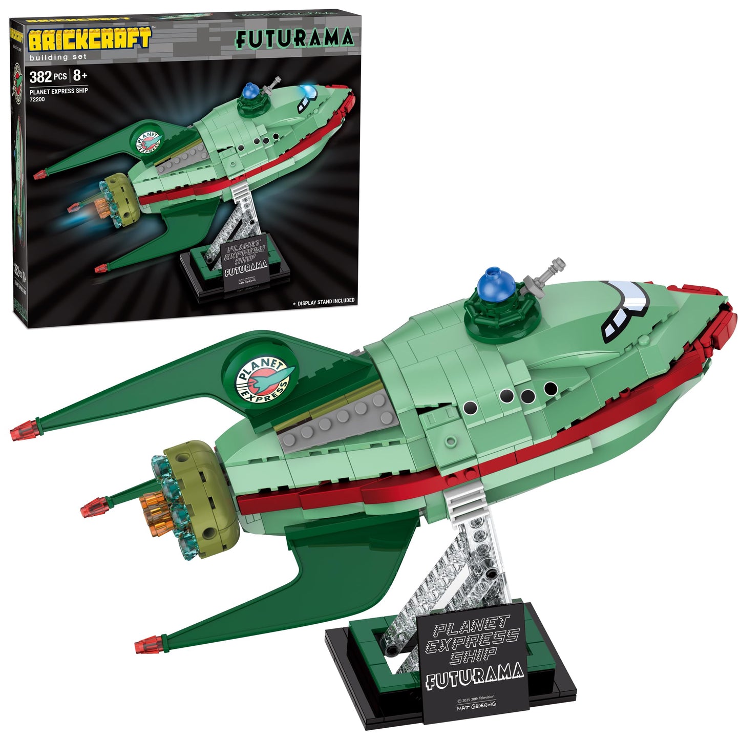 Brickcraft Futurama Planet Express Ship Building Kit — 382-Piece Display Model