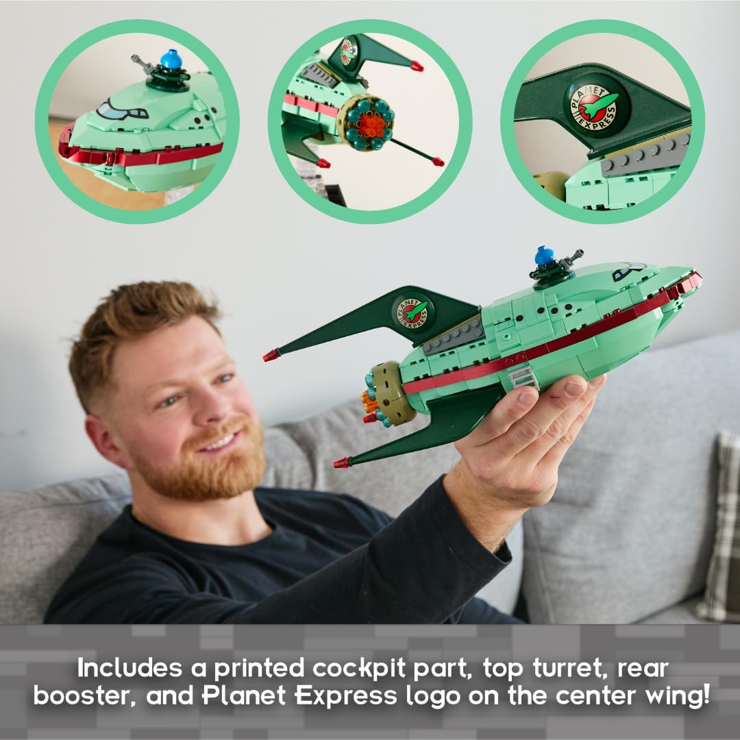 Brickcraft Futurama Planet Express Ship Building Kit — 382-Piece Display Model