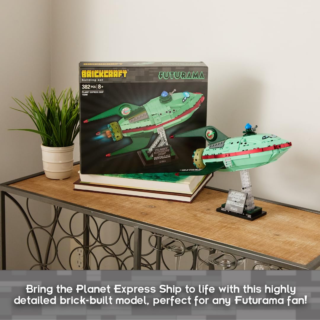 Brickcraft Futurama Planet Express Ship Building Kit — 382-Piece Display Model