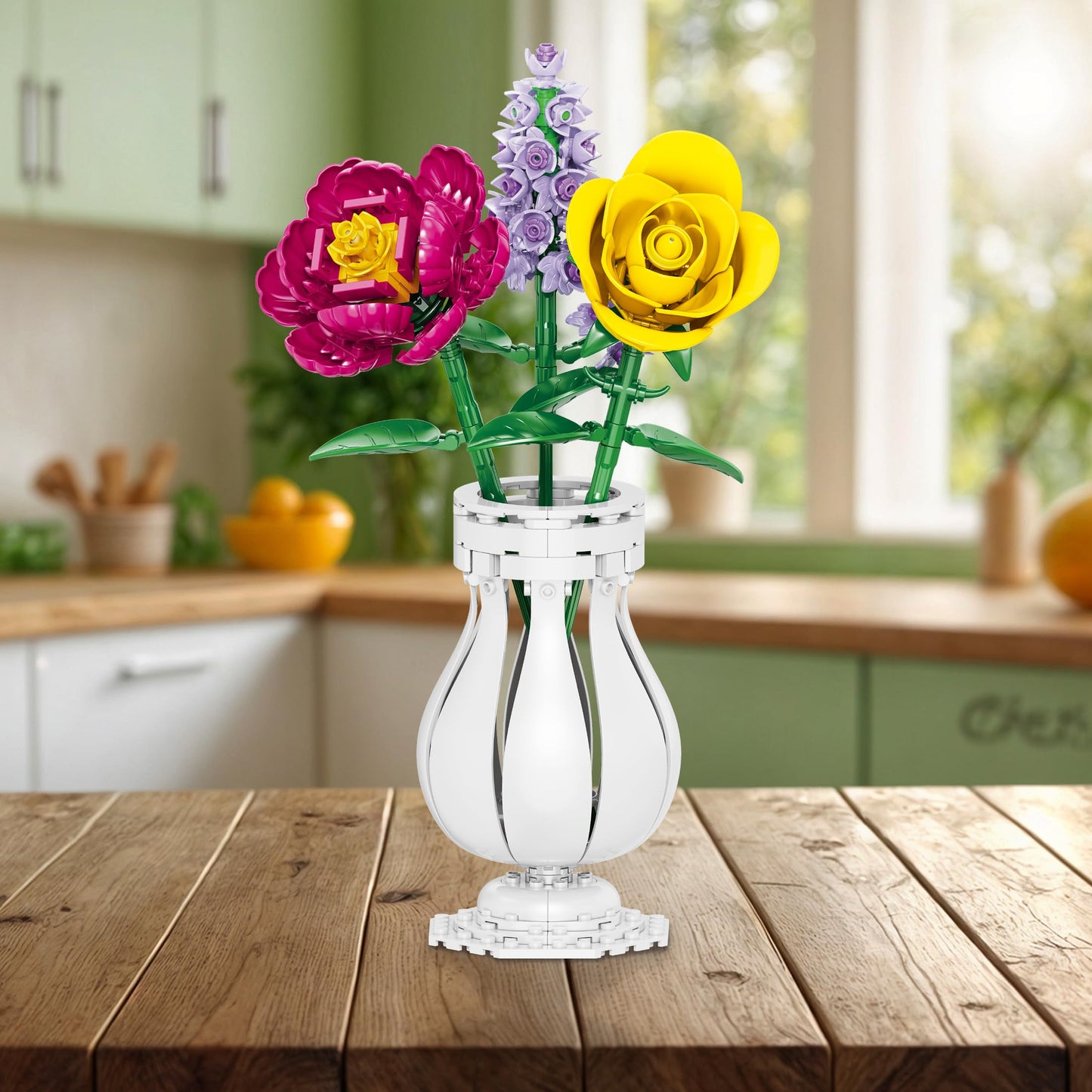 Brickcraft Bricktanicals Yellow Rose Building Set – 104-Piece Flower Stem Model