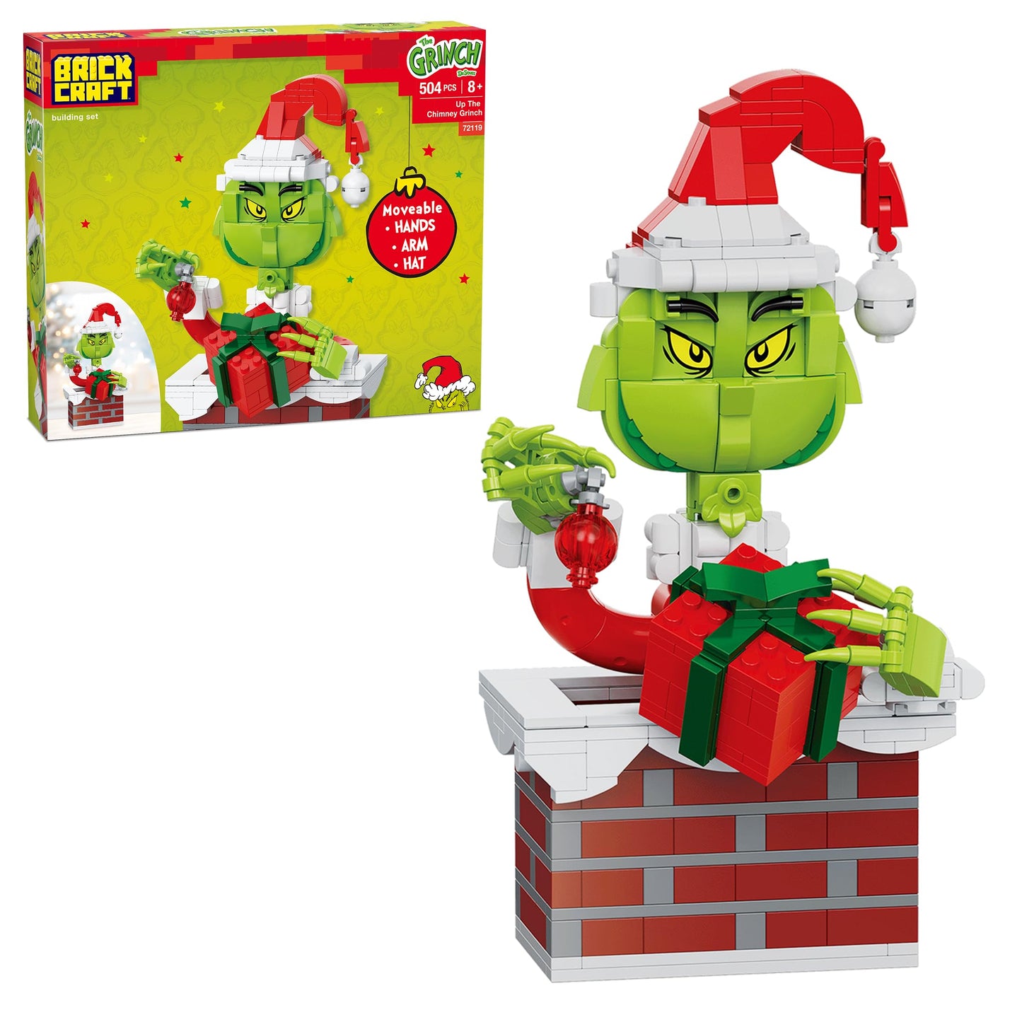 BrickCraft The Grinch Building Set – 504 Pcs, Movable Hands & Hat, 8+ Holiday Display
