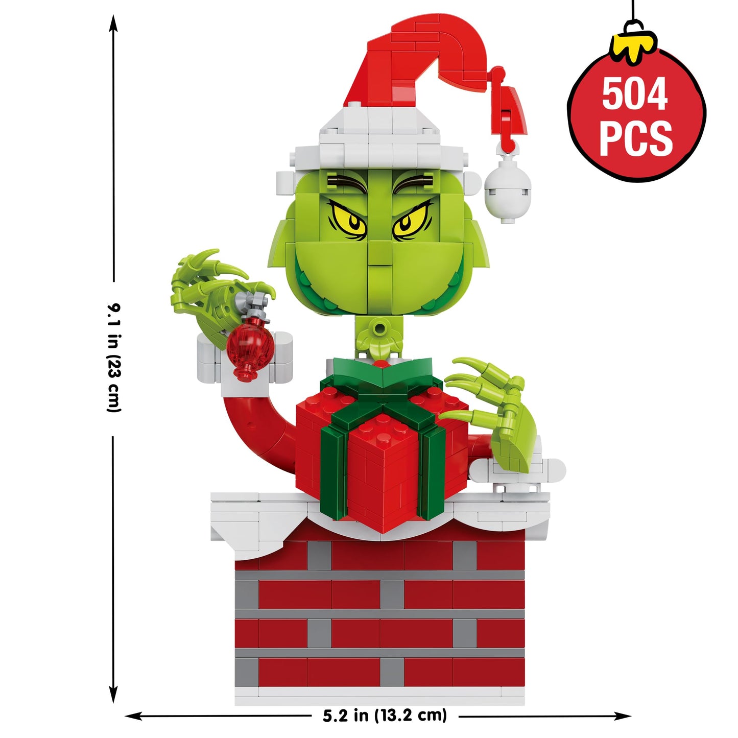 BrickCraft The Grinch Building Set – 504 Pcs, Movable Hands & Hat, 8+ Holiday Display