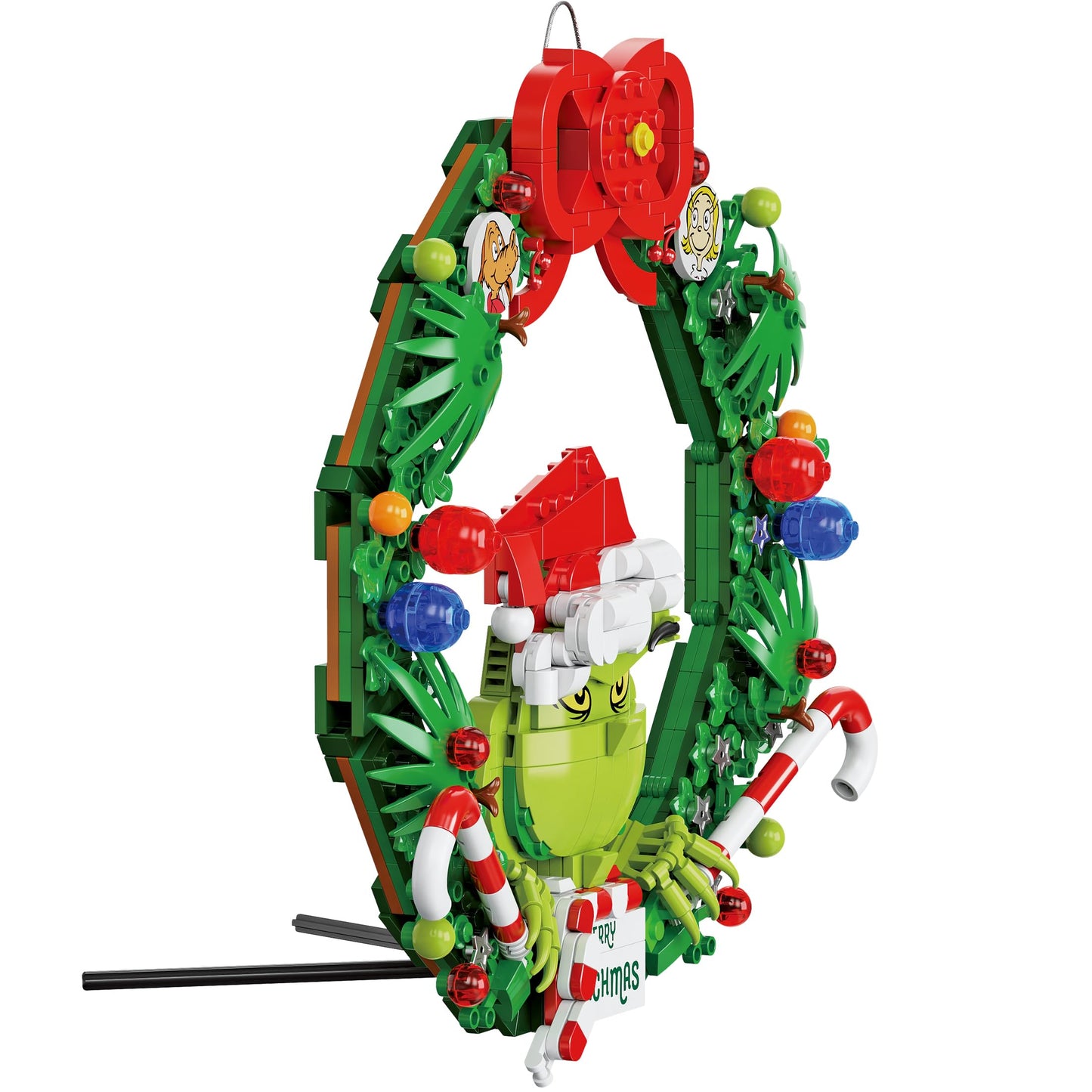 Brickcraft Grinch Wreath Brick Building Kit – 523-Piece Festive DIY Christmas Decor