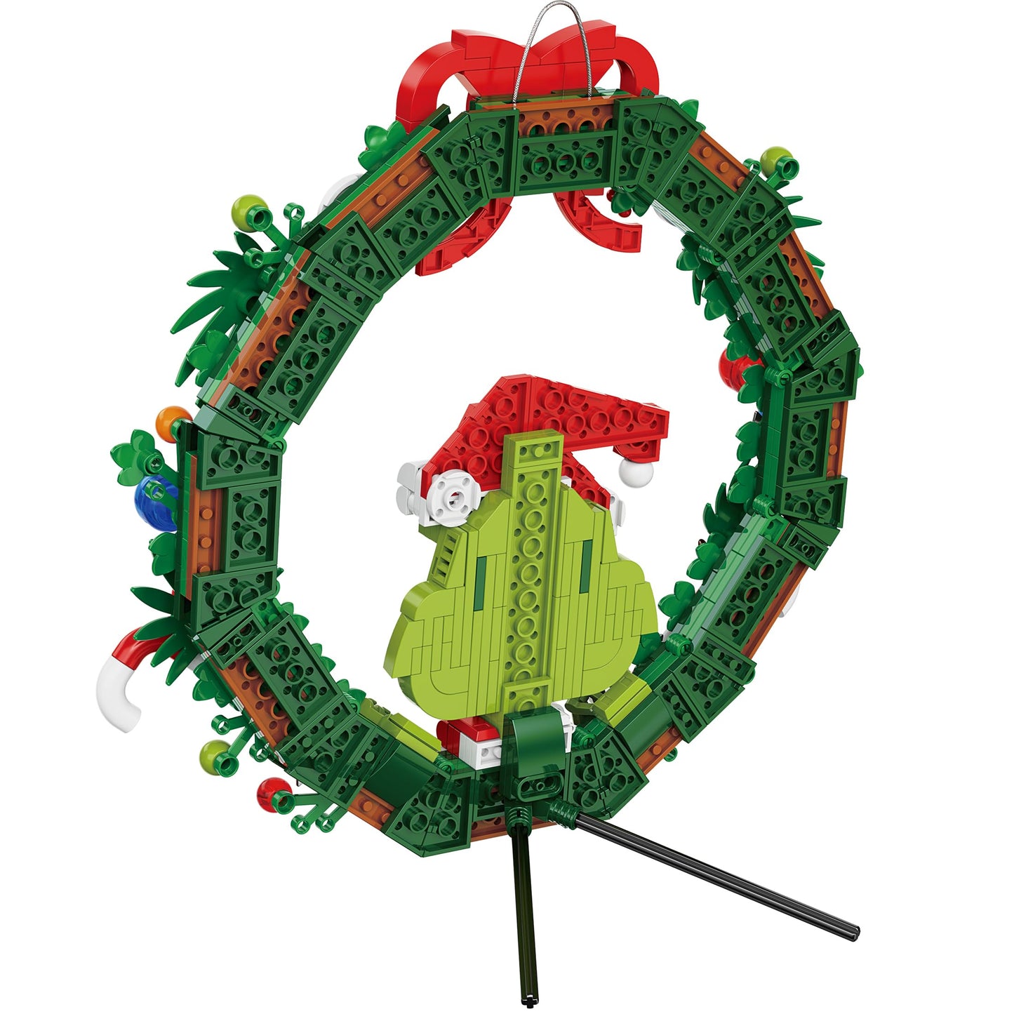 Brickcraft Grinch Wreath Brick Building Kit – 523-Piece Festive DIY Christmas Decor