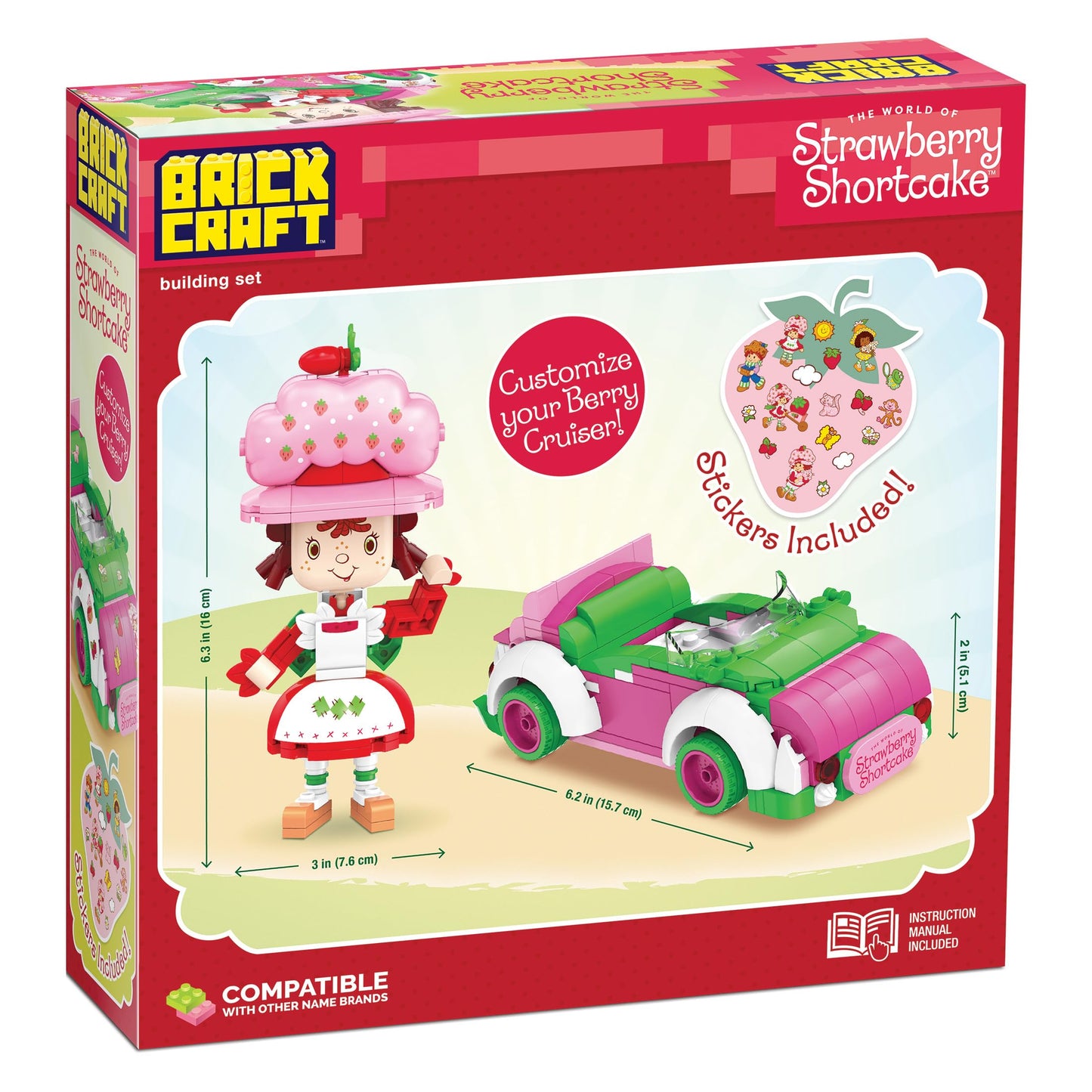 Brickcraft Strawberry Shortcake Berry Cruiser – 362-Piece Buildable Figure & Car
