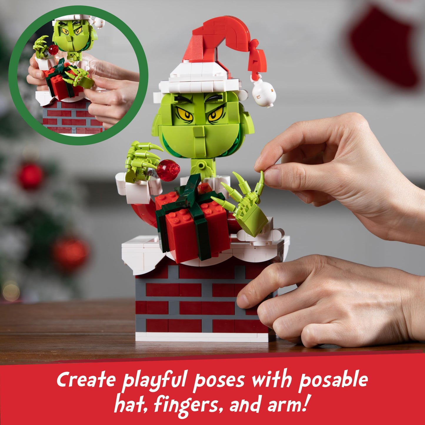BrickCraft The Grinch Building Set – 504 Pcs, Movable Hands & Hat, 8+ Holiday Display