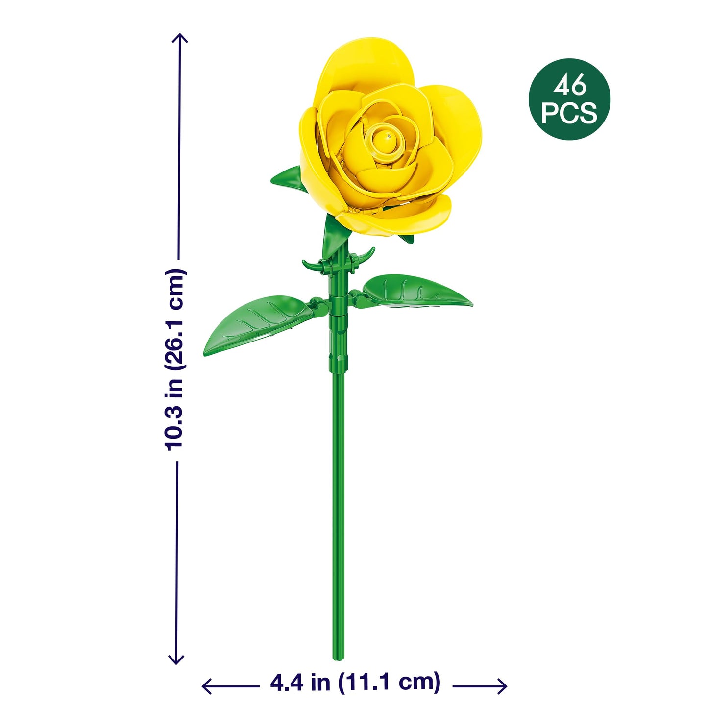 Brickcraft Bricktanicals Yellow Rose Building Set – 104-Piece Flower Stem Model