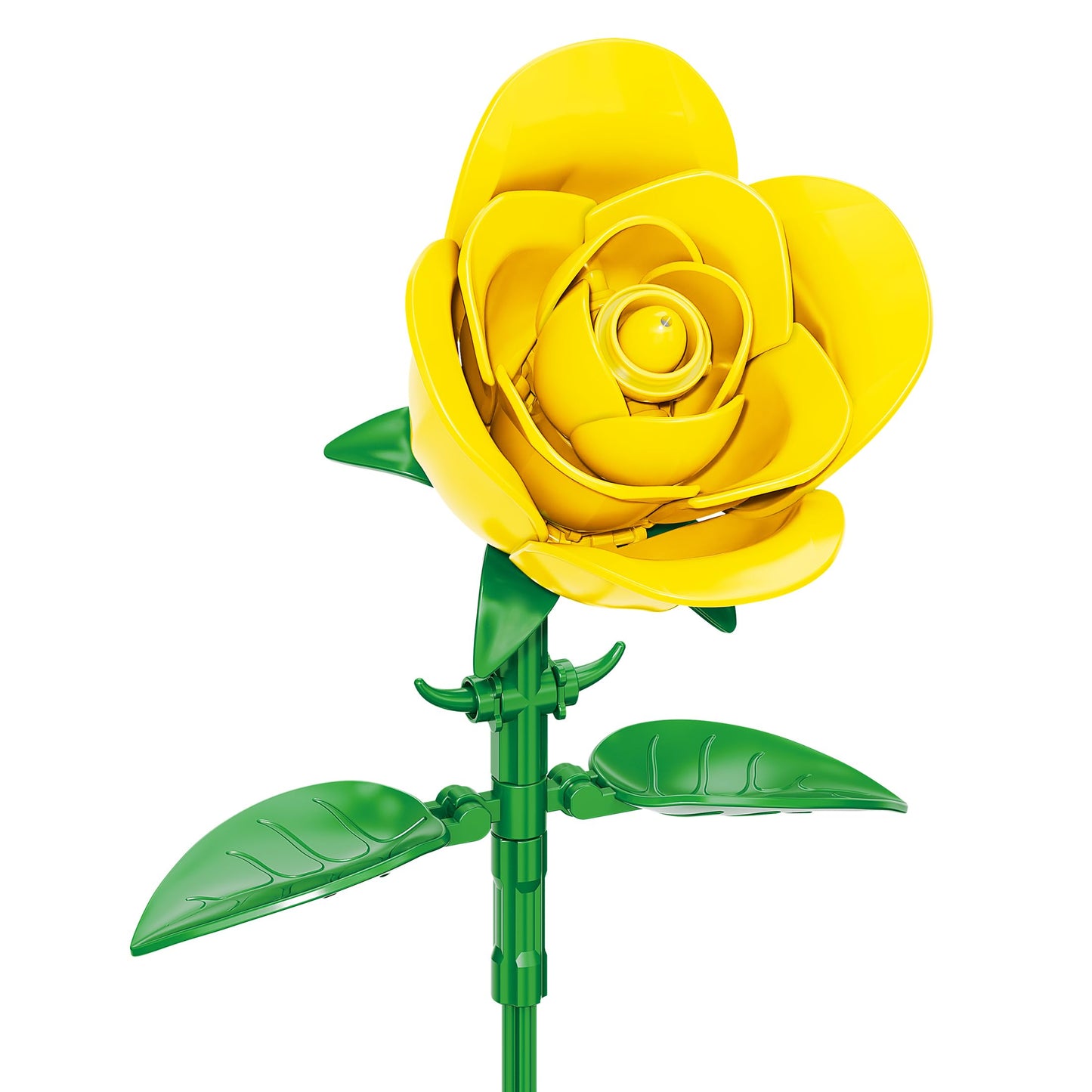 Brickcraft Bricktanicals Yellow Rose Building Set – 104-Piece Flower Stem Model