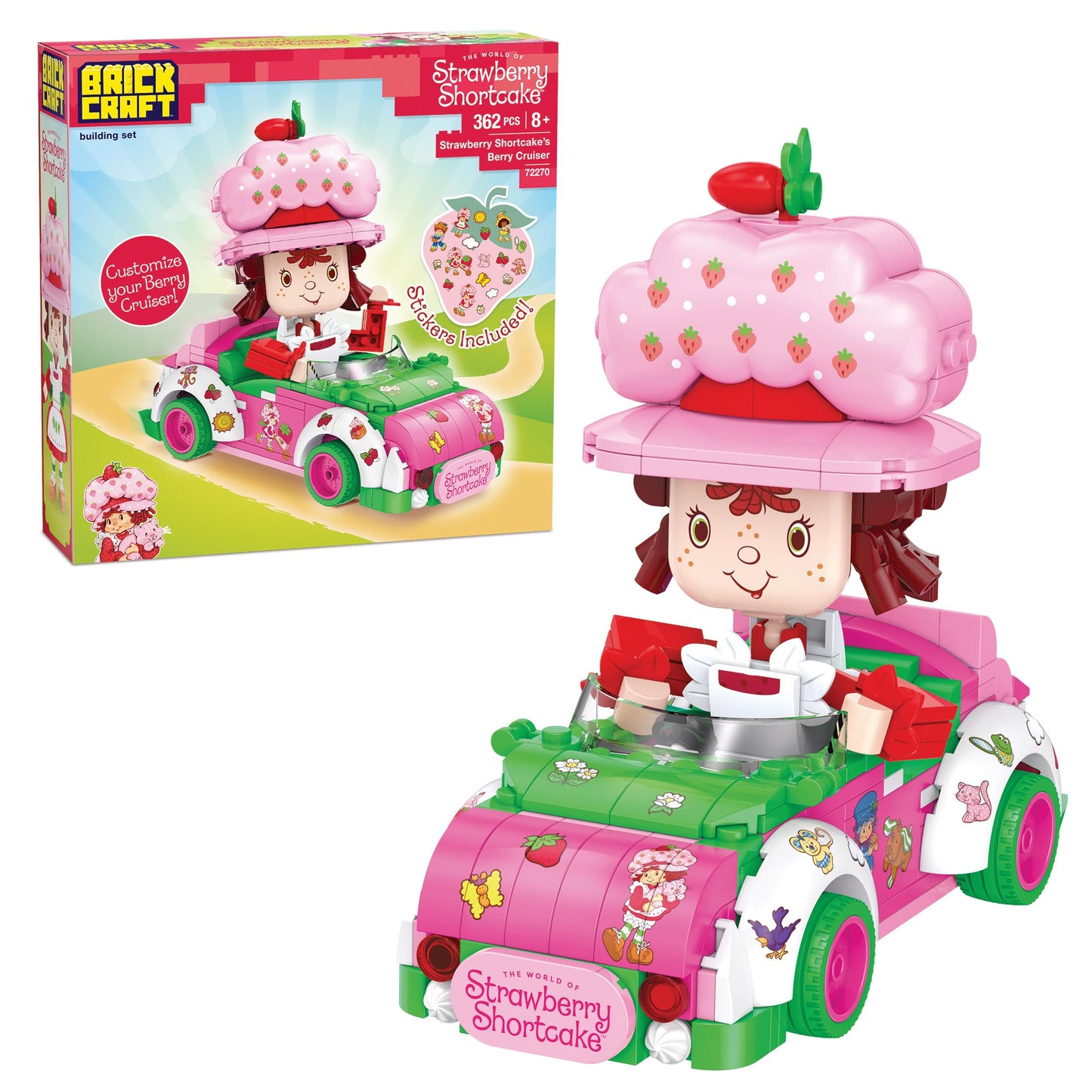 Brickcraft Strawberry Shortcake Berry Cruiser – 362-Piece Buildable Figure & Car
