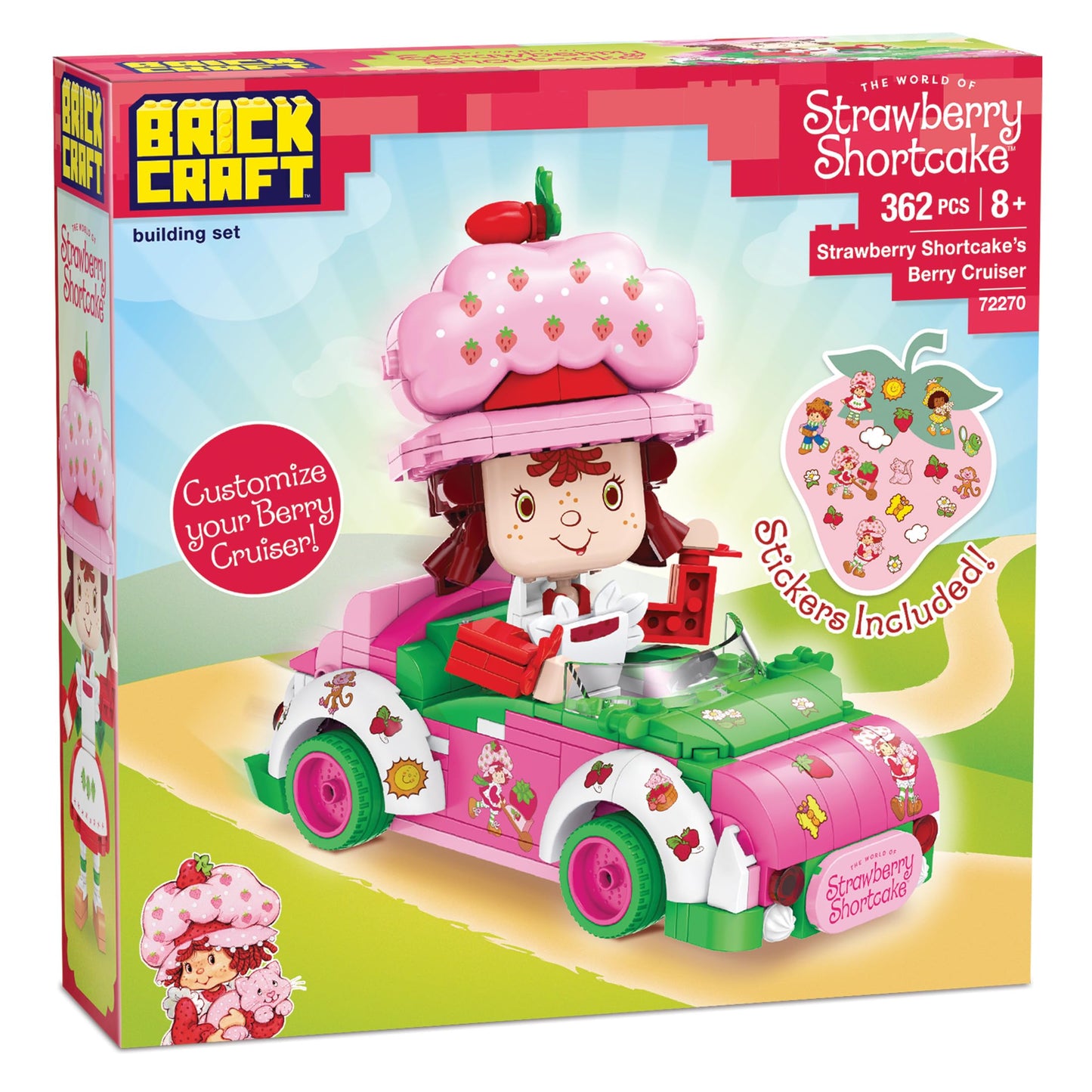 Brickcraft Strawberry Shortcake Berry Cruiser – 362-Piece Buildable Figure & Car