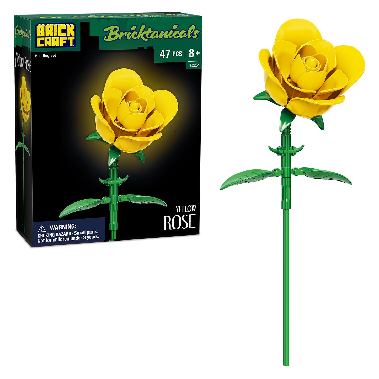 Brickcraft Bricktanicals Yellow Rose Building Set – 104-Piece Flower Stem Model