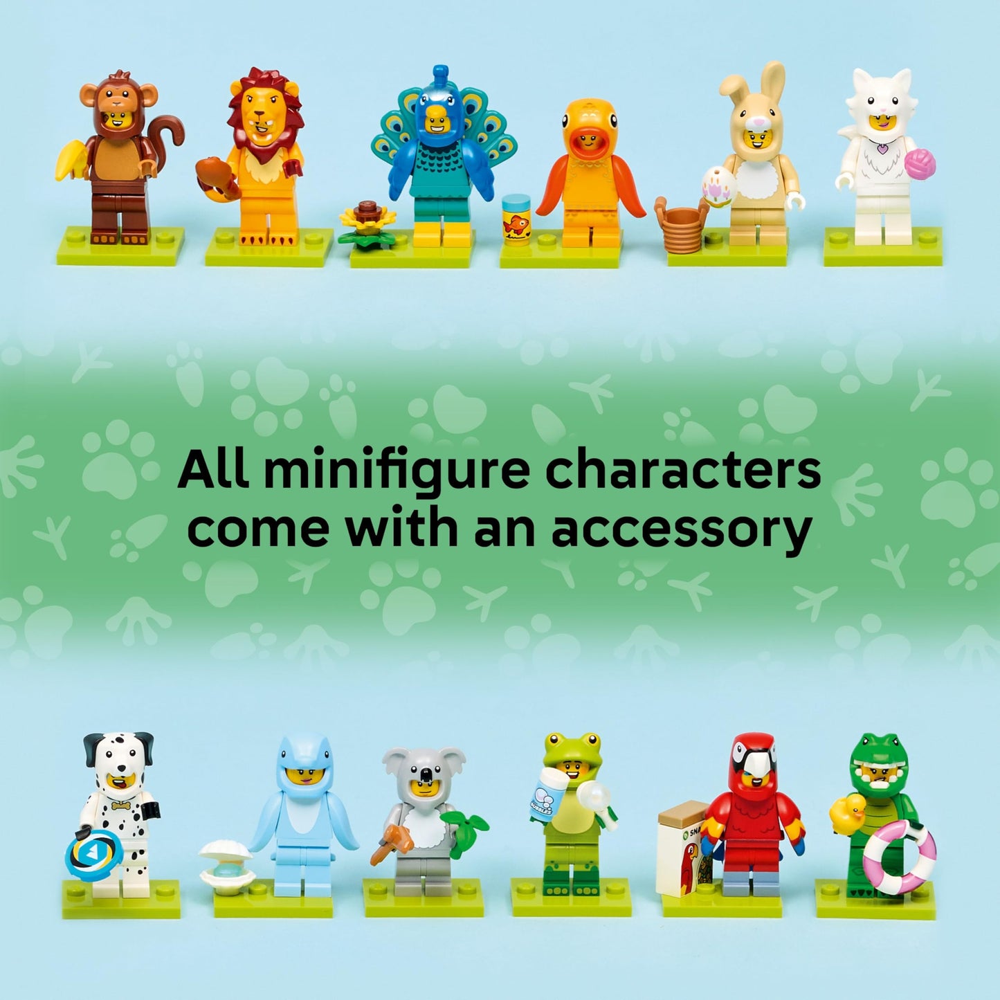 BRICK Flip LEGO Minifigures Series 28 - Complete 12-Figure Animal Set (71051) with Printed Tile
