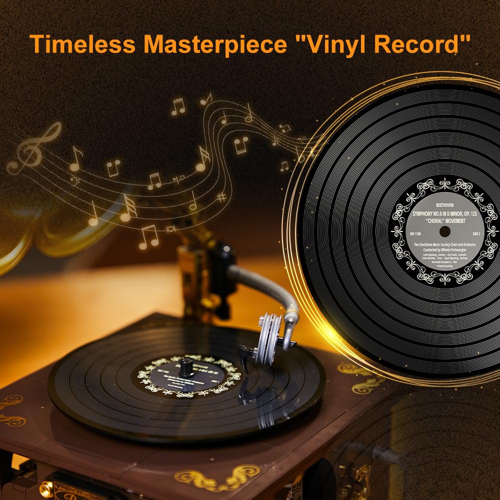 BRICKKK PANTASY Retro Phonograph Building Set – Vintage Gramophone Music Box Kit