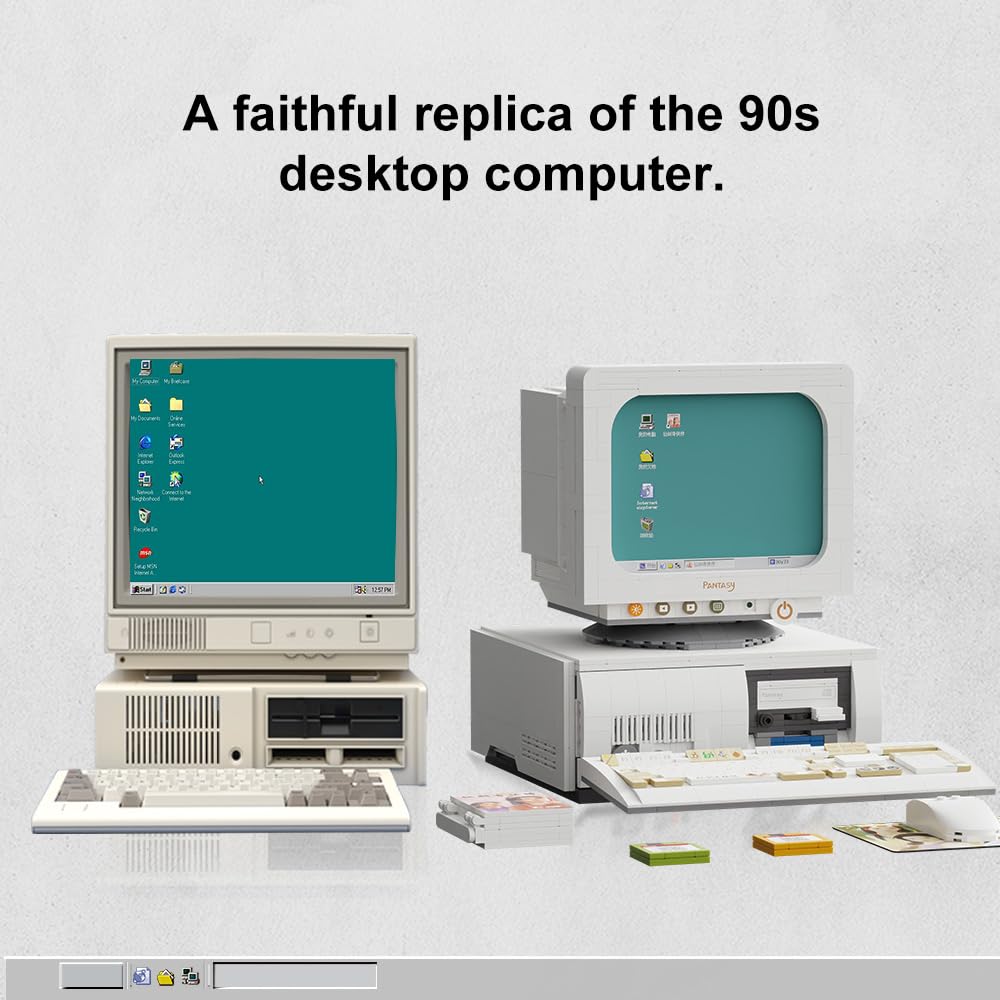 BRICKKK Retro Computer Building Blocks Set – Vintage PC Model Kit for Adults | Classic Desktop Display