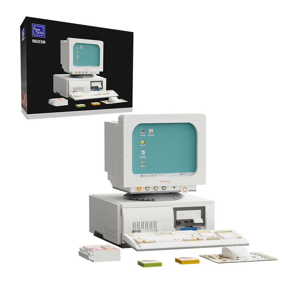 BRICKKK Retro Computer Building Blocks Set – Vintage PC Model Kit for Adults | Classic Desktop Display