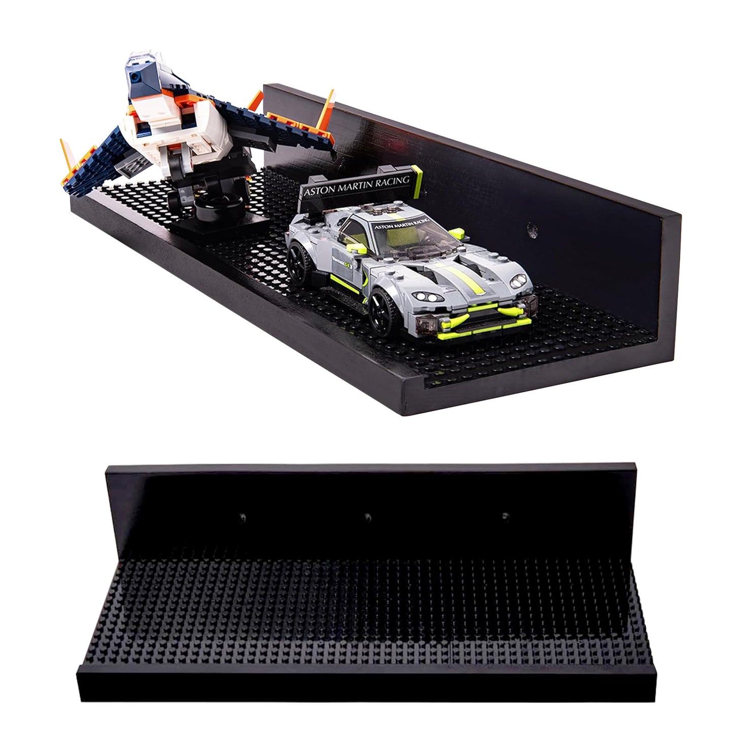 Brickmaster Displays - 16in Floating Shelves for Lego Displays (Black) - 2-Pack