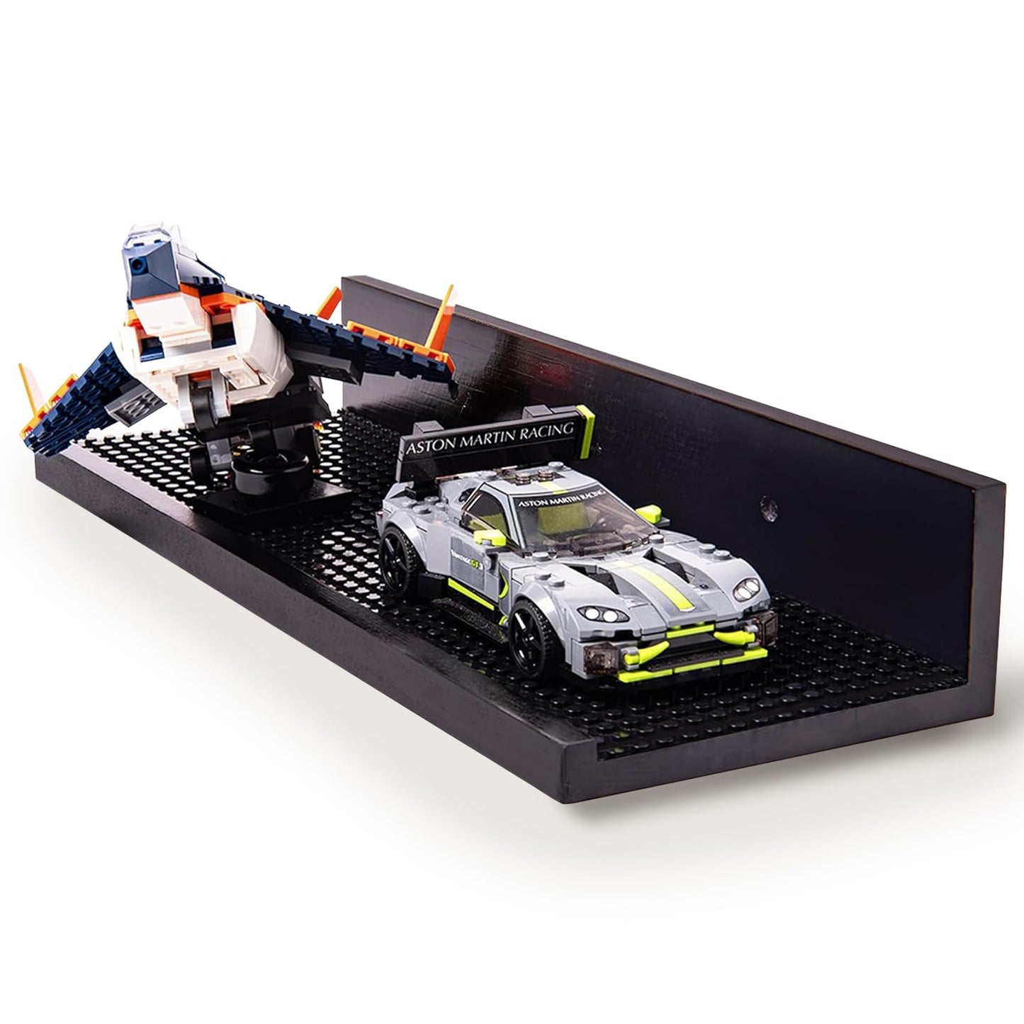 Brickmaster Displays - 16in Floating Shelves for Lego Displays (Black) - 2-Pack