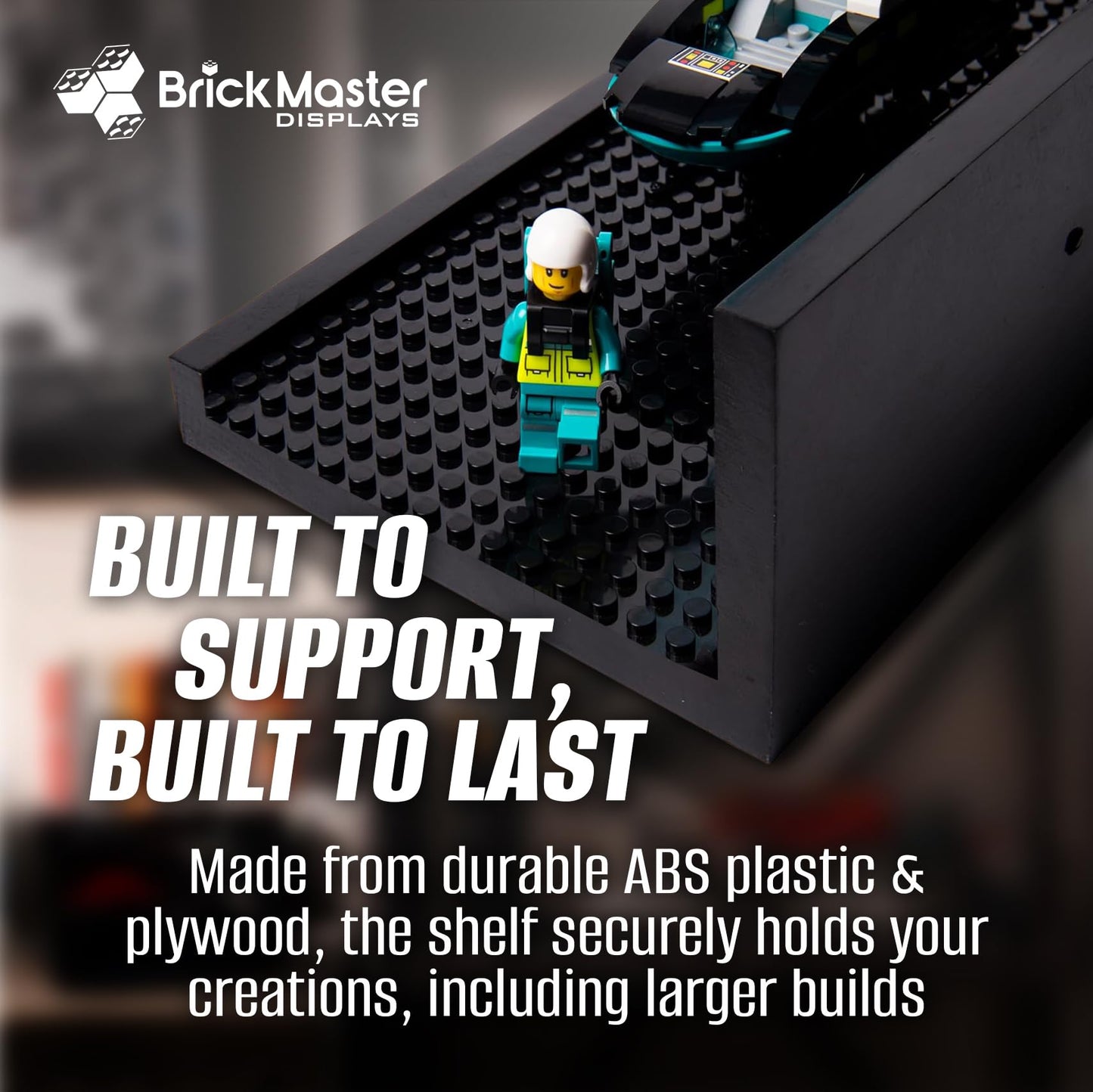 Brickmaster Displays - 16in Floating Shelves for Lego Displays (Black) - 2-Pack