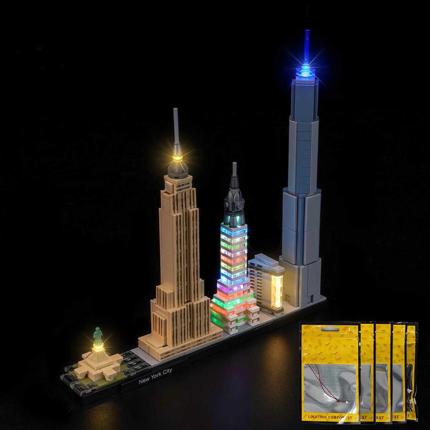 Brickshining LED Lighting Kit for LEGO Architecture NYC Skyline 21028 | Lights Only