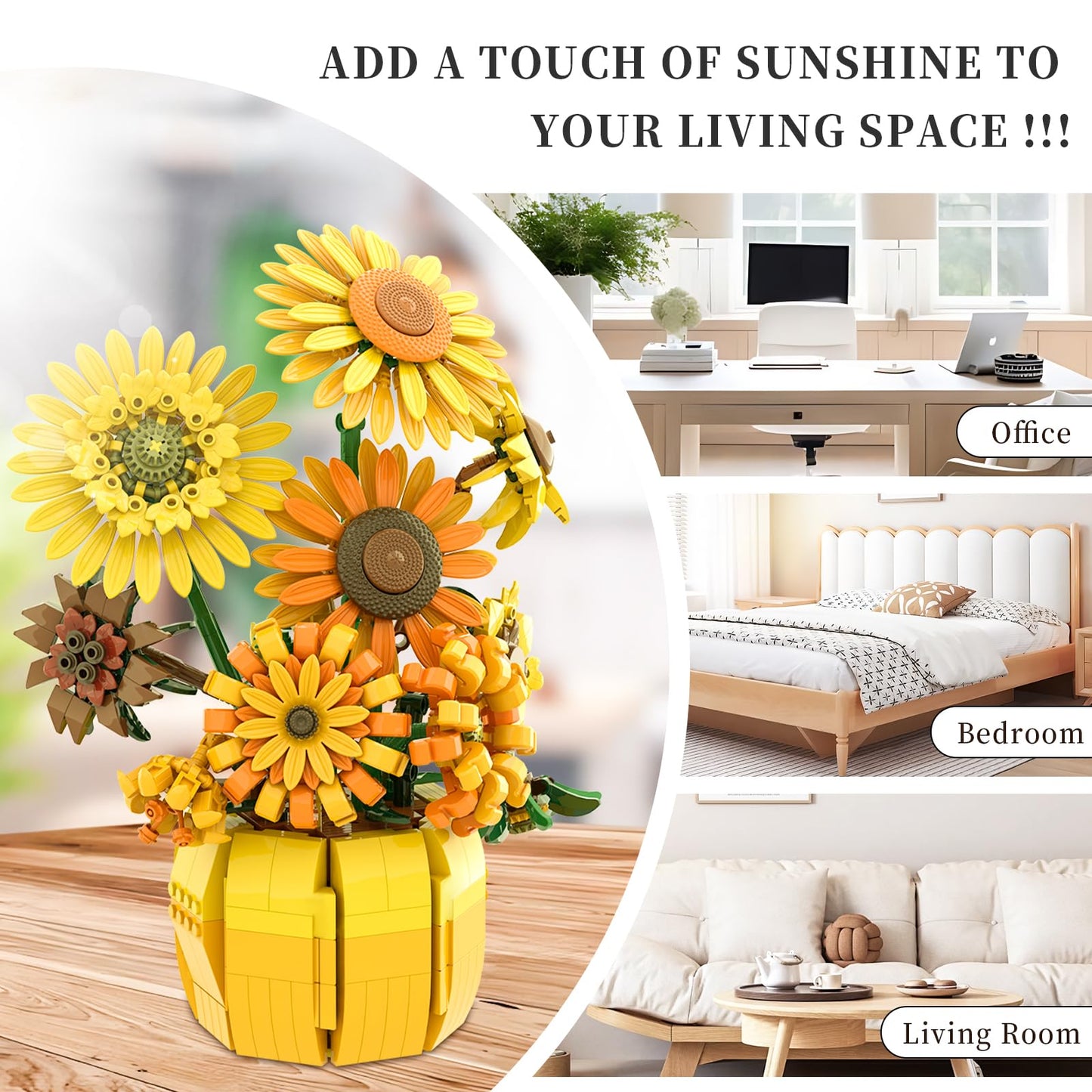 BrickTribe Van Gogh Sunflower Building Blocks Set for Adults – 1009Pcs, LEGO-Compatible, Gift for Her/Him 11002
