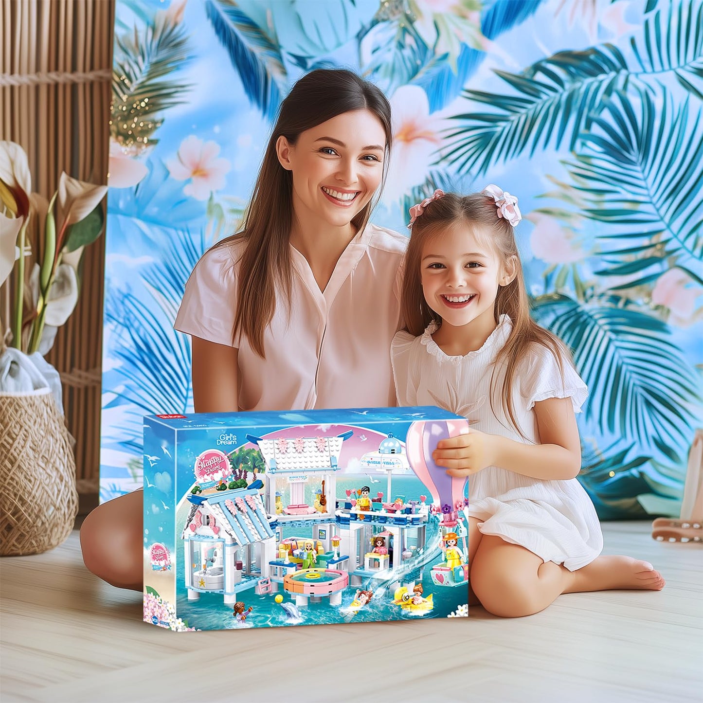 BrickTribe Friends Summer House Building Set for Girls 6-12 — 938 PCS, 7 Minifigures, Heartlake Compatible