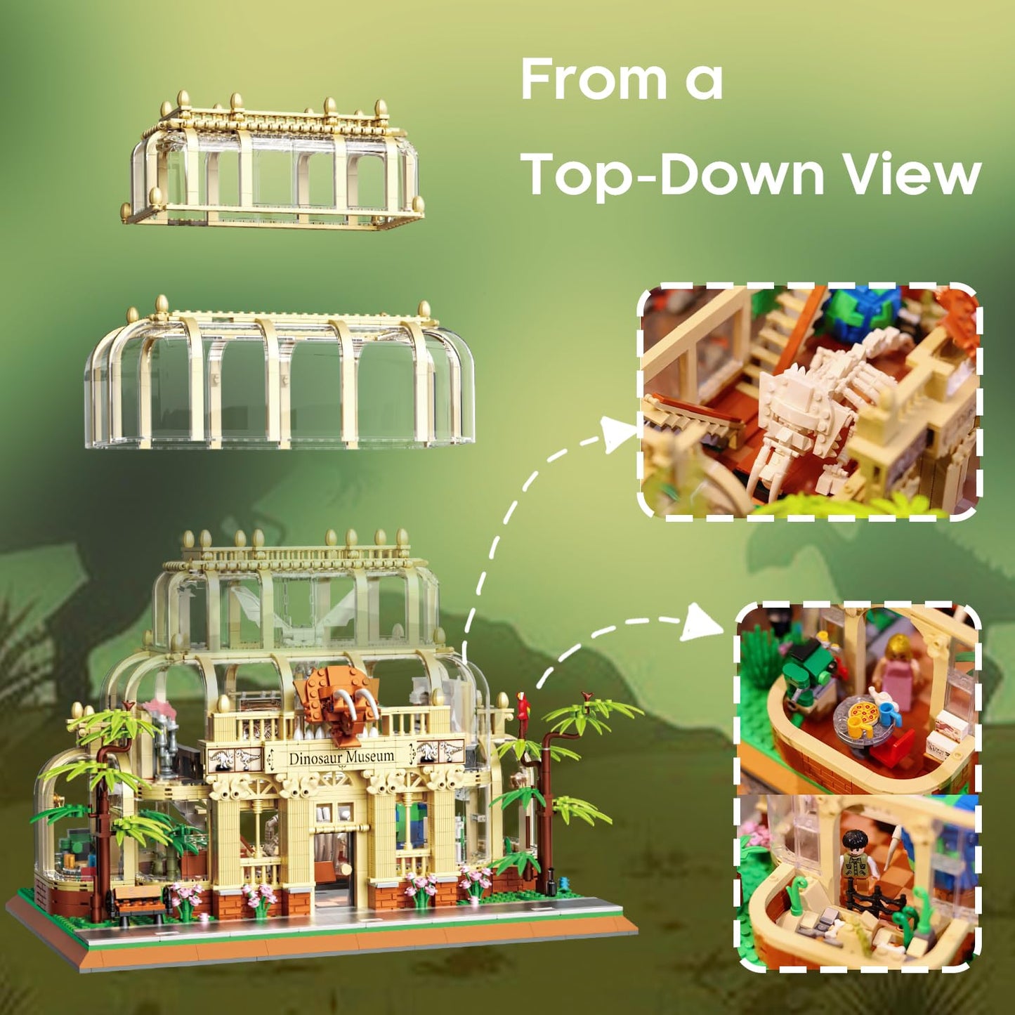 BrickTribe Mini Building Set for Adults – Dinosaur Museum with LED Light, 2788 PCS