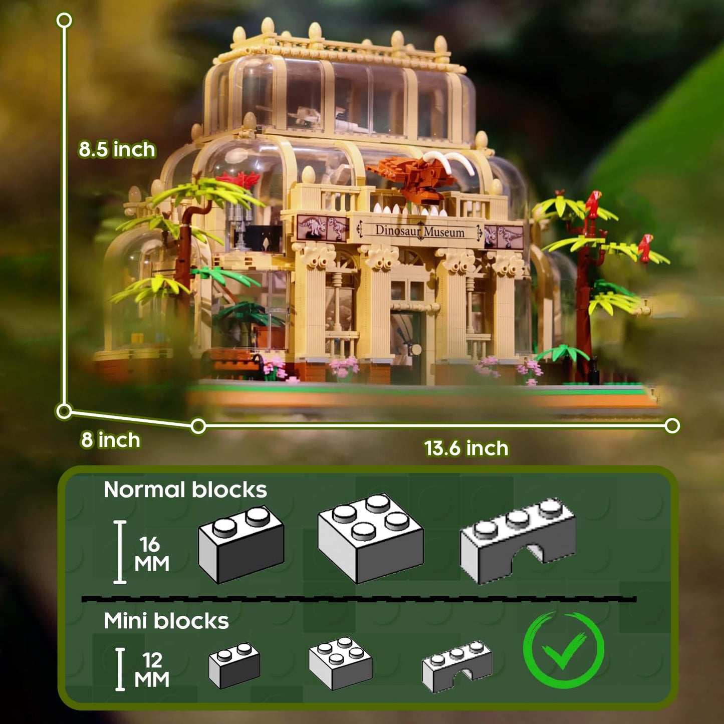 BrickTribe Mini Building Set for Adults – Dinosaur Museum with LED Light, 2788 PCS