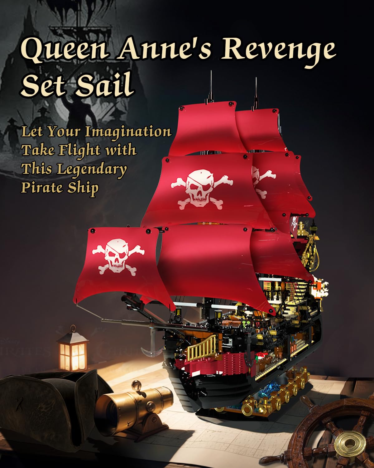 BrickTribe Queen Anne's Revenge Pirate Ship Kit – 3399 PCS, Not Compatible with Lego