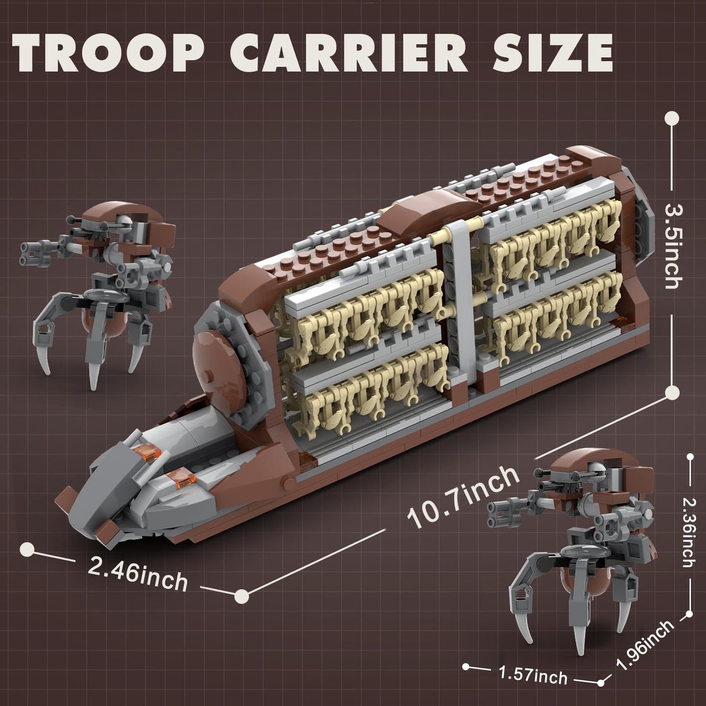 BrickTribe Battle Army Clone Platoon Attack Craft Building Set – 537 Pieces, 32 Soldiers & 2 Droideka