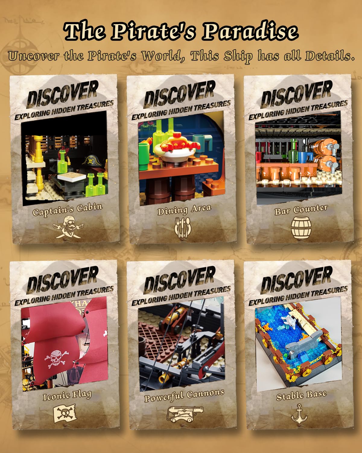 BrickTribe Queen Anne's Revenge Pirate Ship Kit – 3399 PCS, Not Compatible with Lego