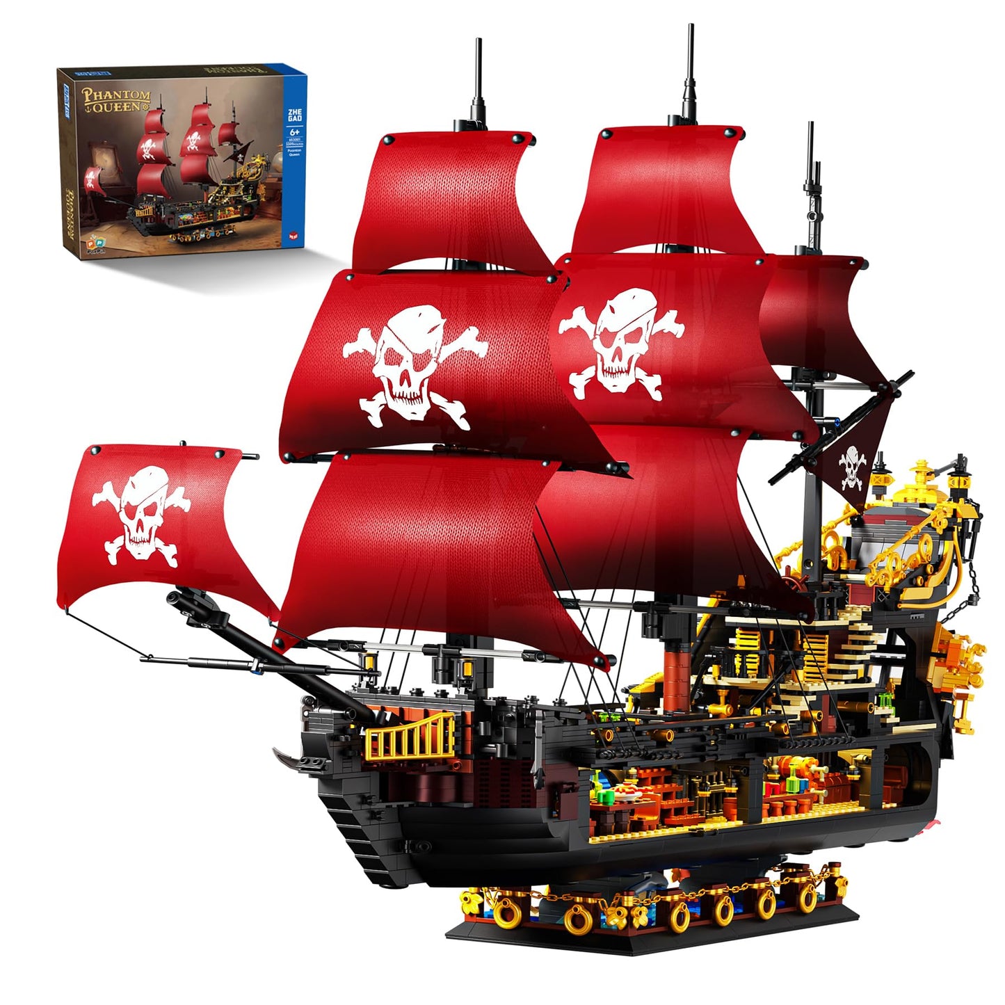 BrickTribe Queen Anne's Revenge Pirate Ship Kit – 3399 PCS, Not Compatible with Lego