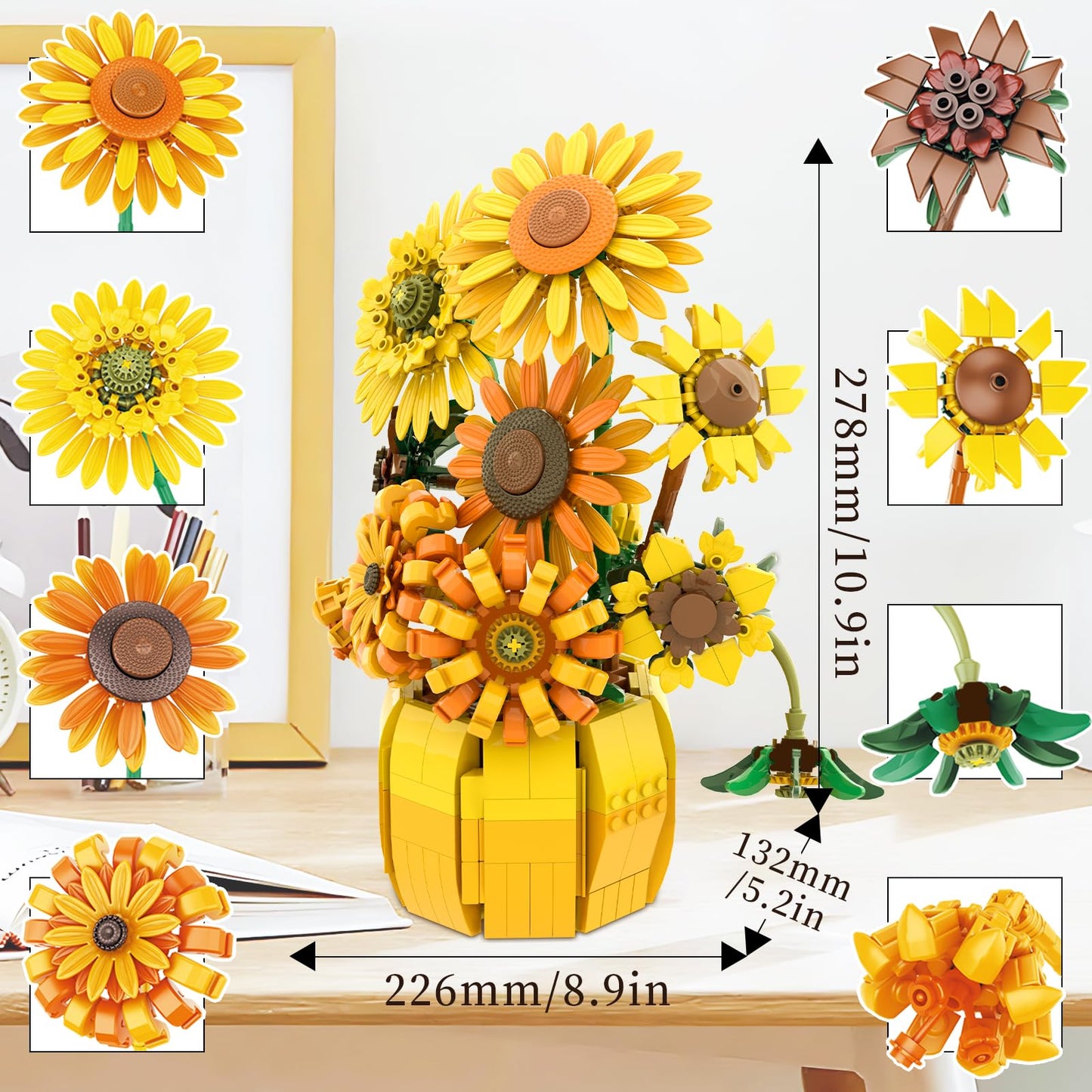 BrickTribe Van Gogh Sunflower Building Blocks Set for Adults – 1009Pcs, LEGO-Compatible, Gift for Her/Him 11002