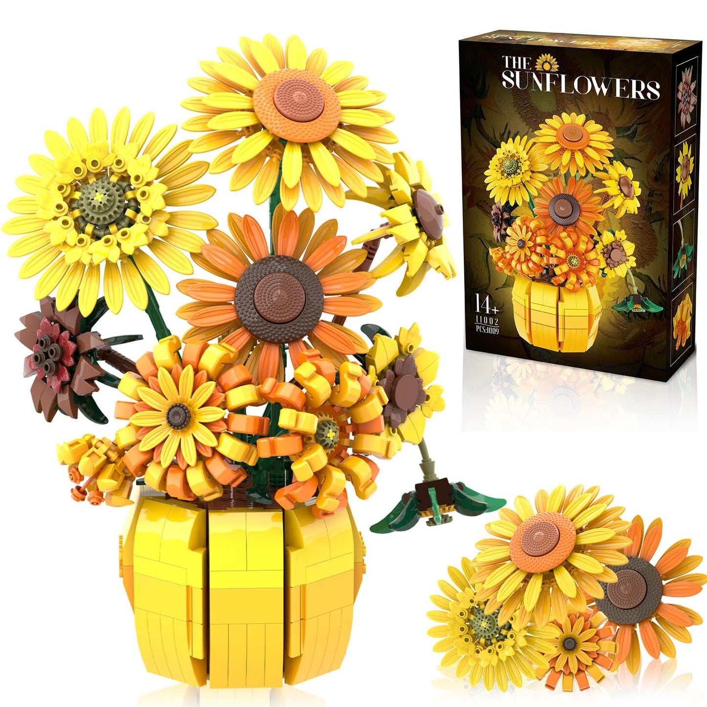 BrickTribe Van Gogh Sunflower Building Blocks Set for Adults – 1009Pcs, LEGO-Compatible, Gift for Her/Him 11002