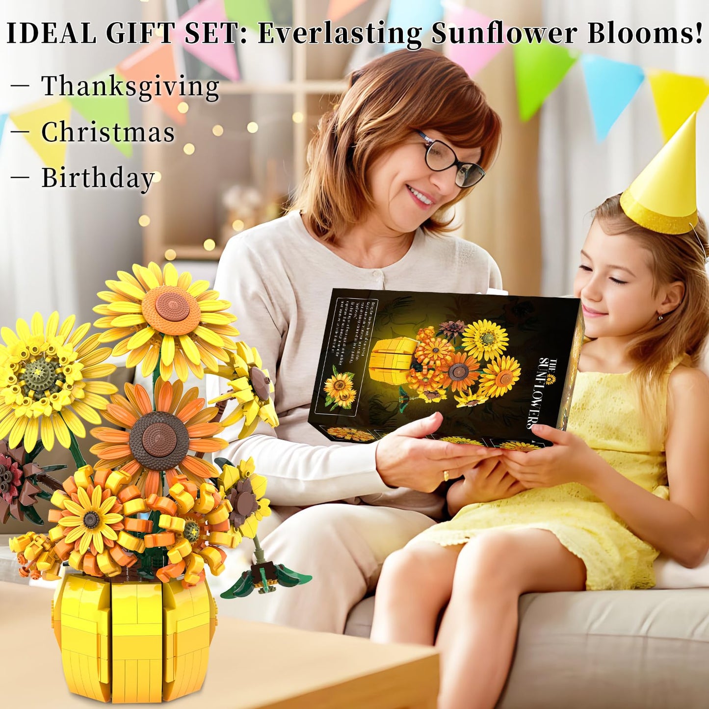 BrickTribe Van Gogh Sunflower Building Blocks Set for Adults – 1009Pcs, LEGO-Compatible, Gift for Her/Him 11002