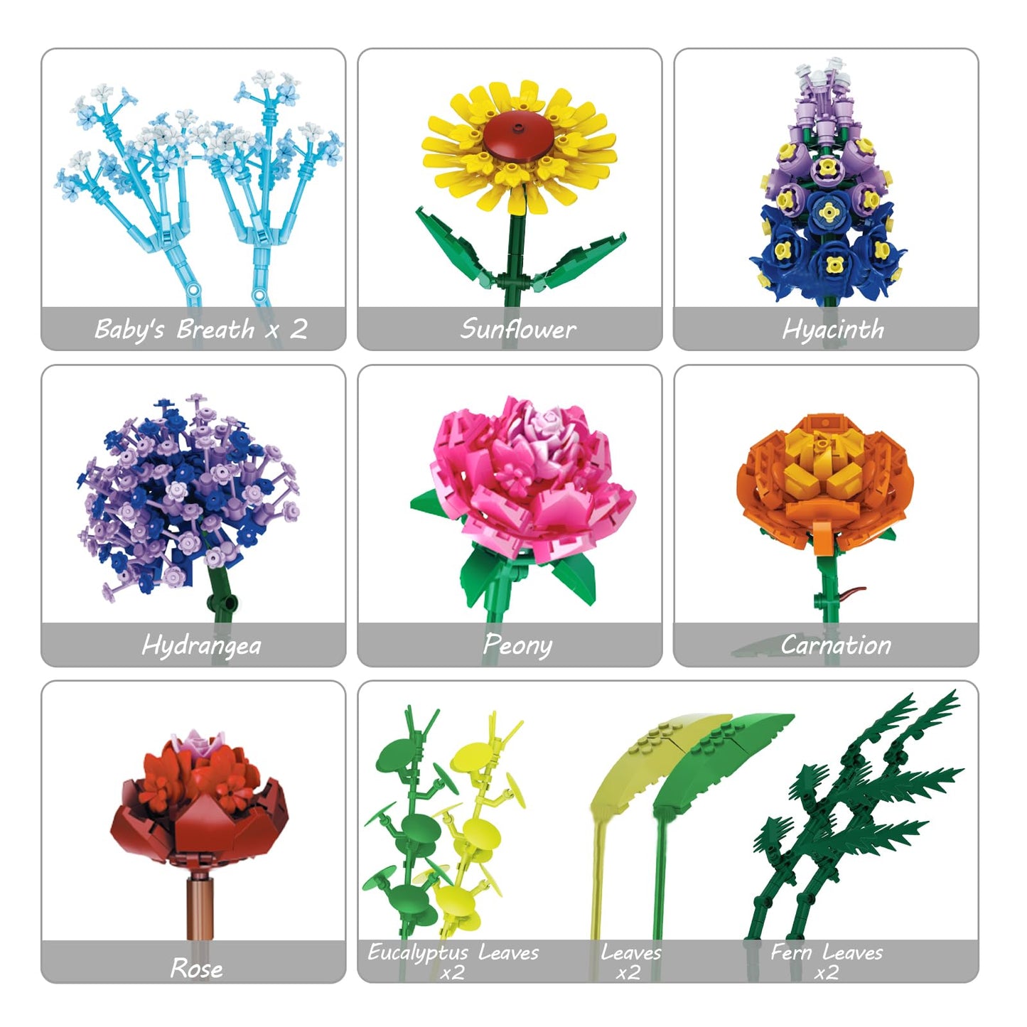 BrickTribe Flowers Set with Vase – 1853-Piece Botanical Bouquet Kit for Adults (14+)