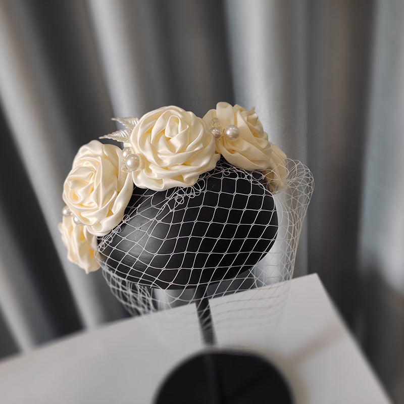 Bridal Large Flower Satin Veil, Hair Hoop Headdress, Wedding Dress Accessories