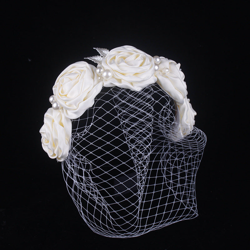 Bridal Large Flower Satin Veil, Hair Hoop Headdress, Wedding Dress Accessories