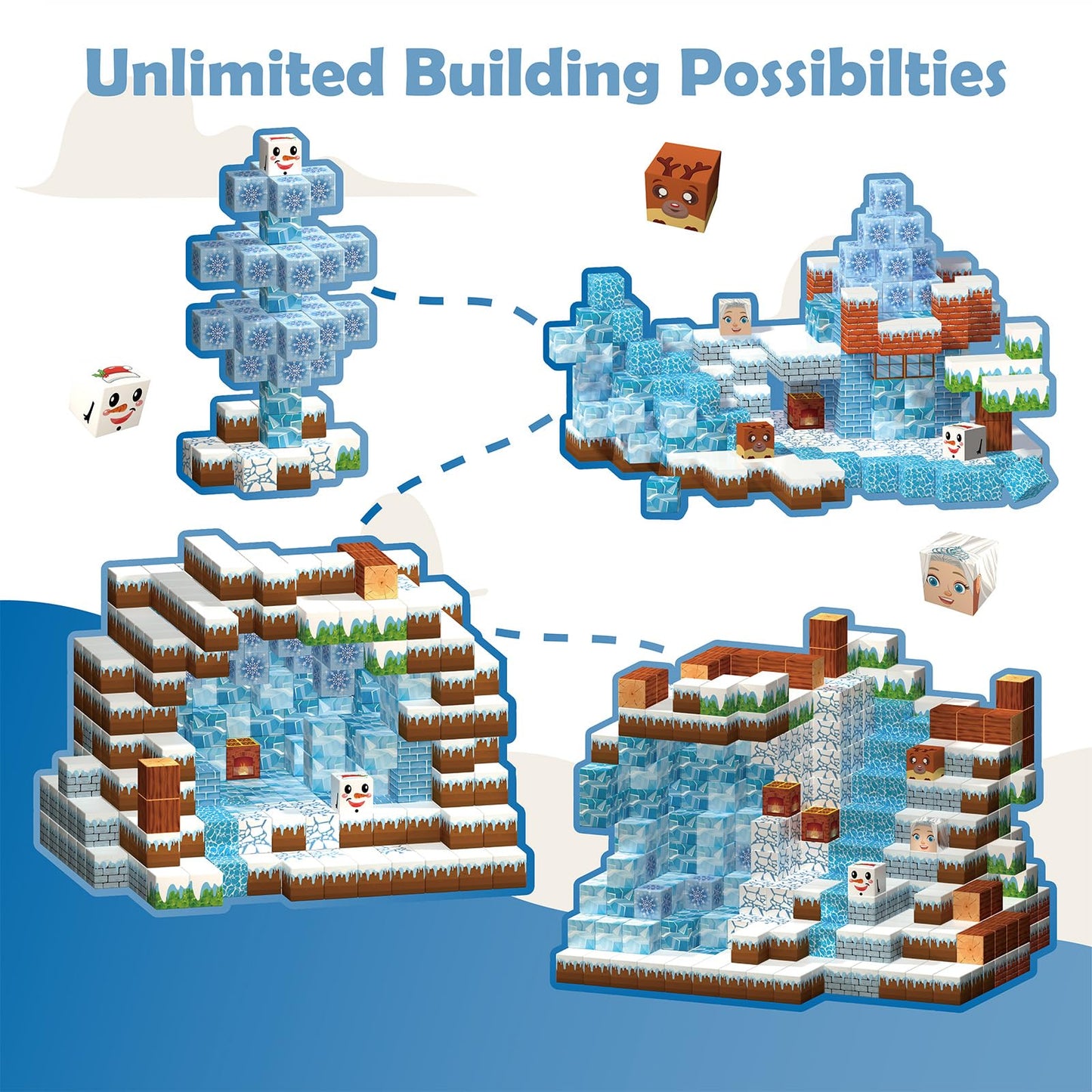 BrightBlox Magnetic Building Blocks – Ice-Castle STEM Toy