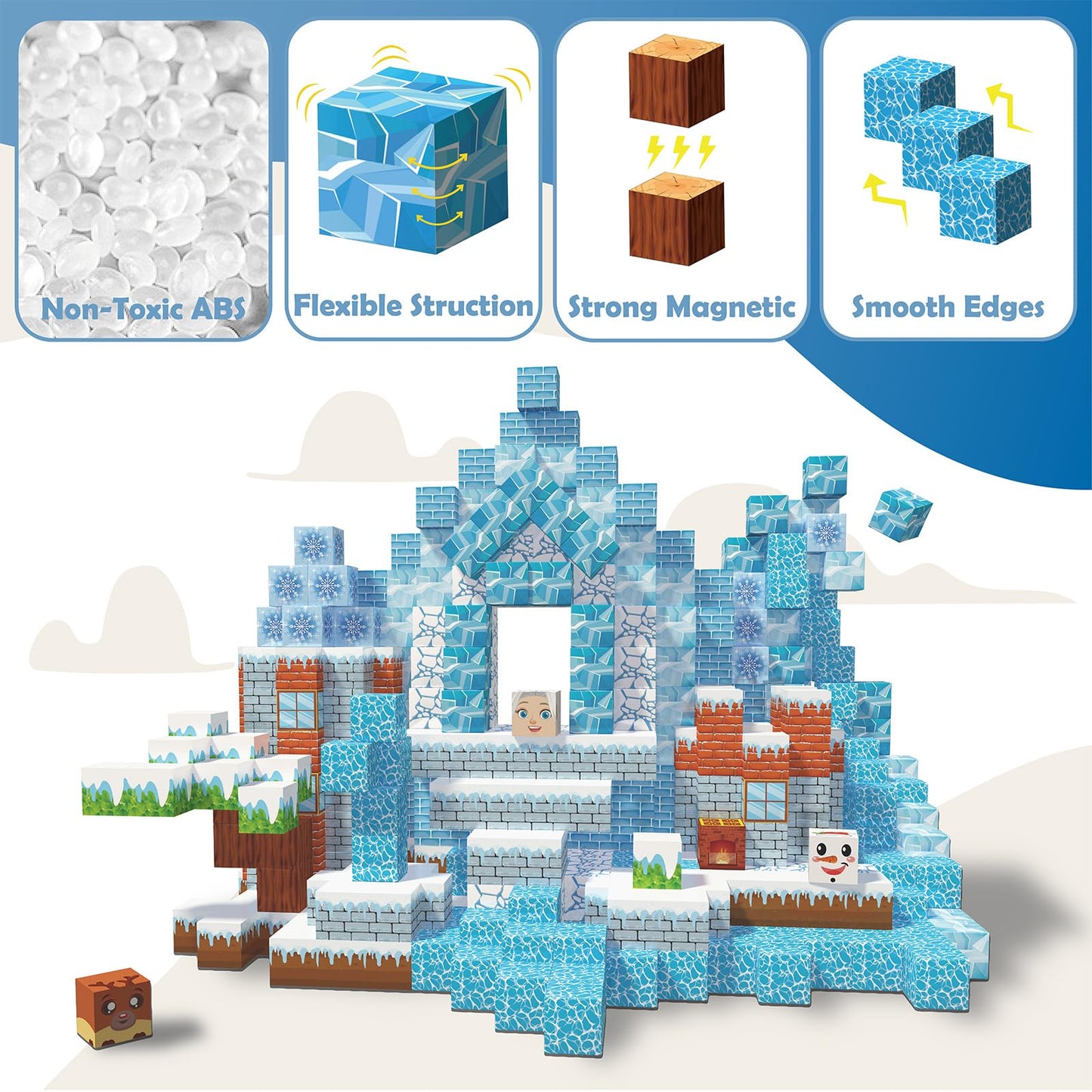 BrightBlox Magnetic Building Blocks – Ice-Castle STEM Toy