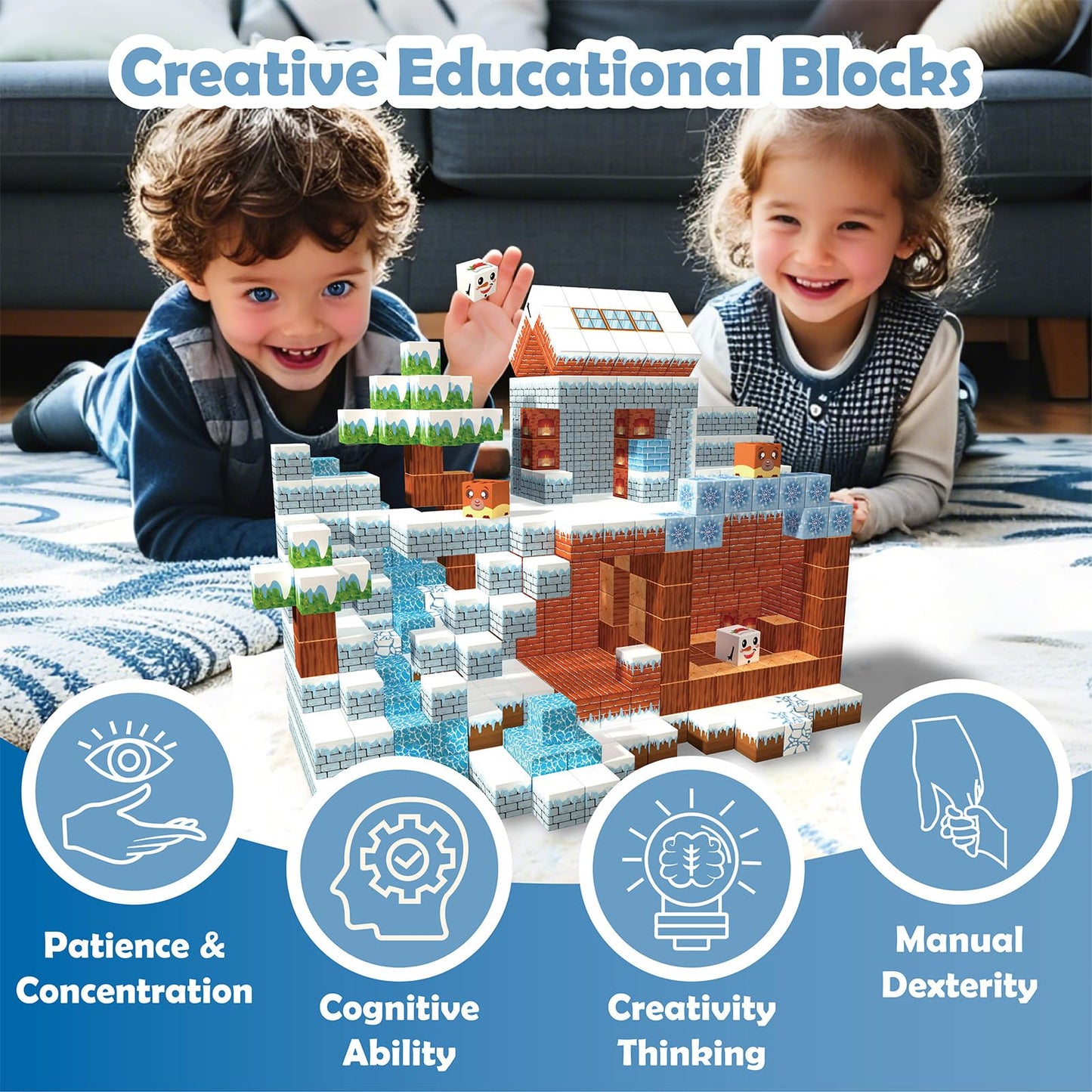 BrightBlox Magnetic Building Blocks – Ice-Castle STEM Toy
