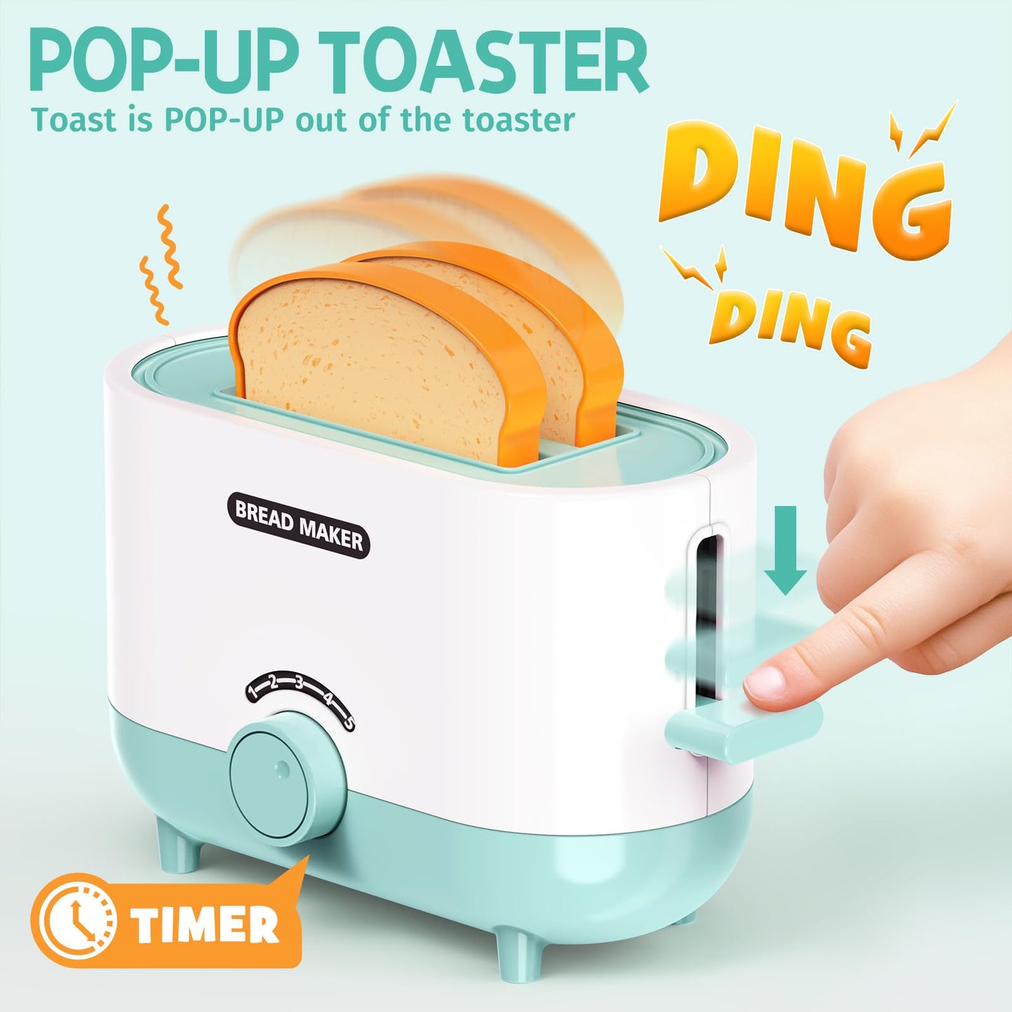 BRIGPICIOUS Kids Play Kitchen Accessories Set – Blender, Coffee Maker, Mixer & Toaster